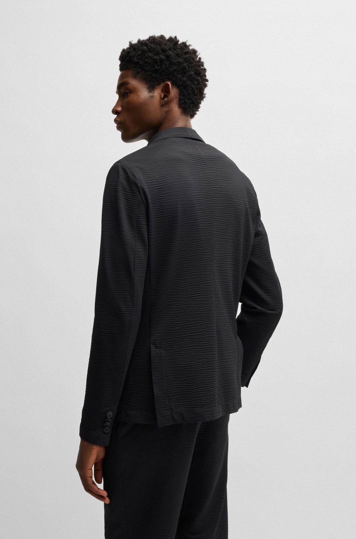 Slim-fit suit jacket in stretch seersucker Product Image
