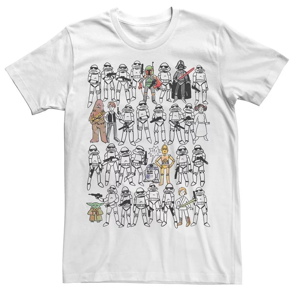 Men's Star Wars Group Line-Up Sketch Graphic Tee, Size: Small, White Product Image