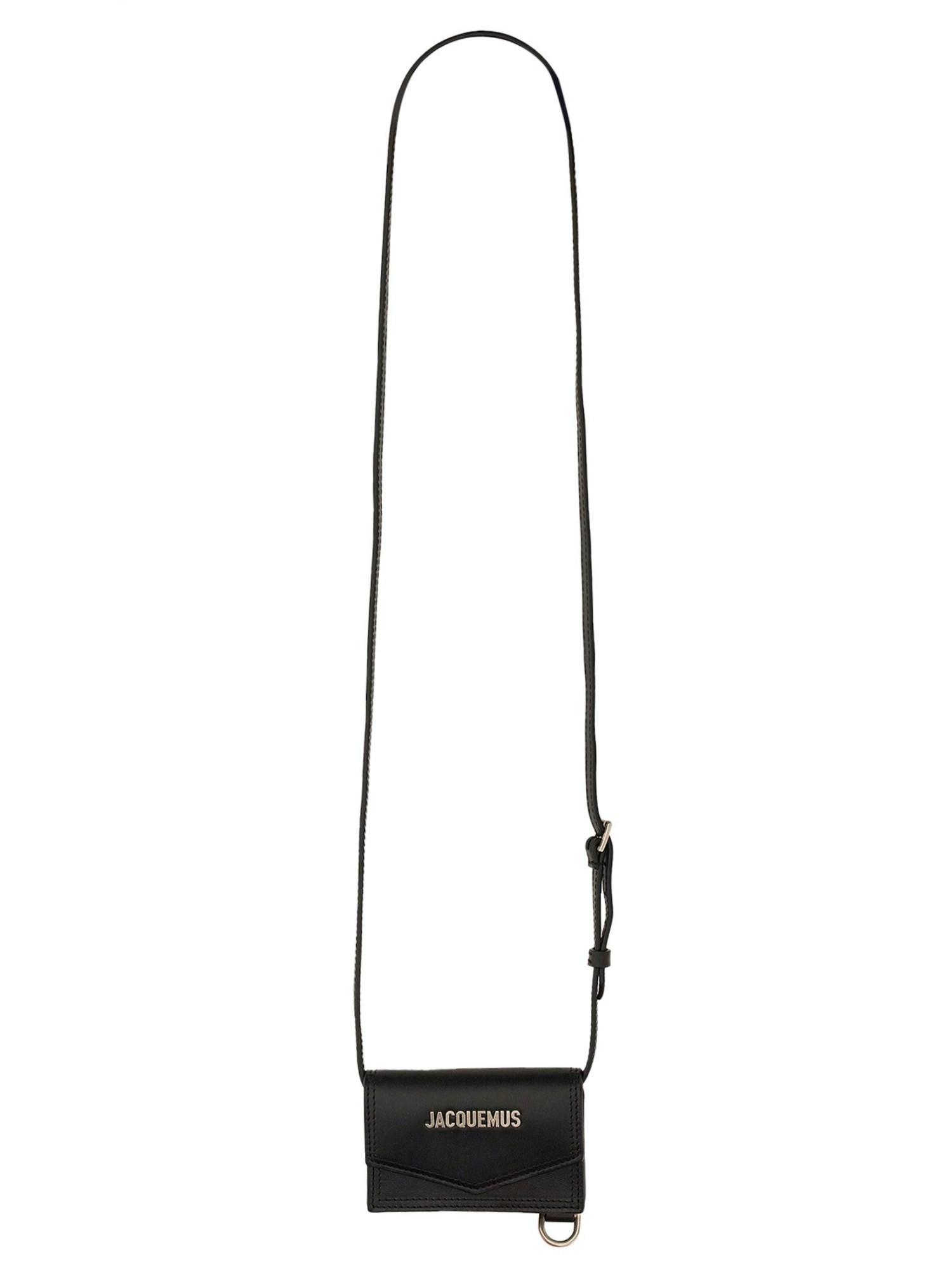 JACQUEMUS Black Le Porte Azur Leather Neck Pouch Bag Product Image