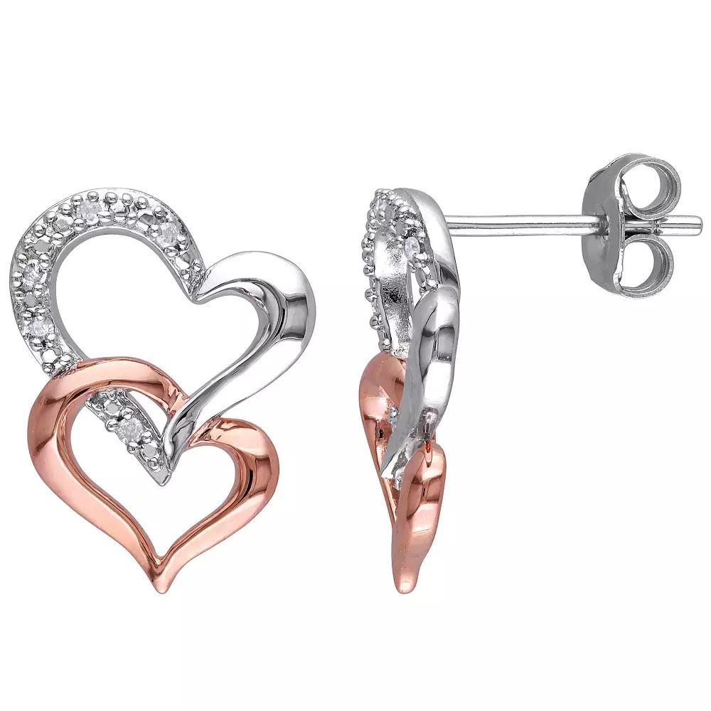 Stella Grace Two Tone Sterling Silver Diamond Accent Interlocking Heart Earrings, Women's Product Image