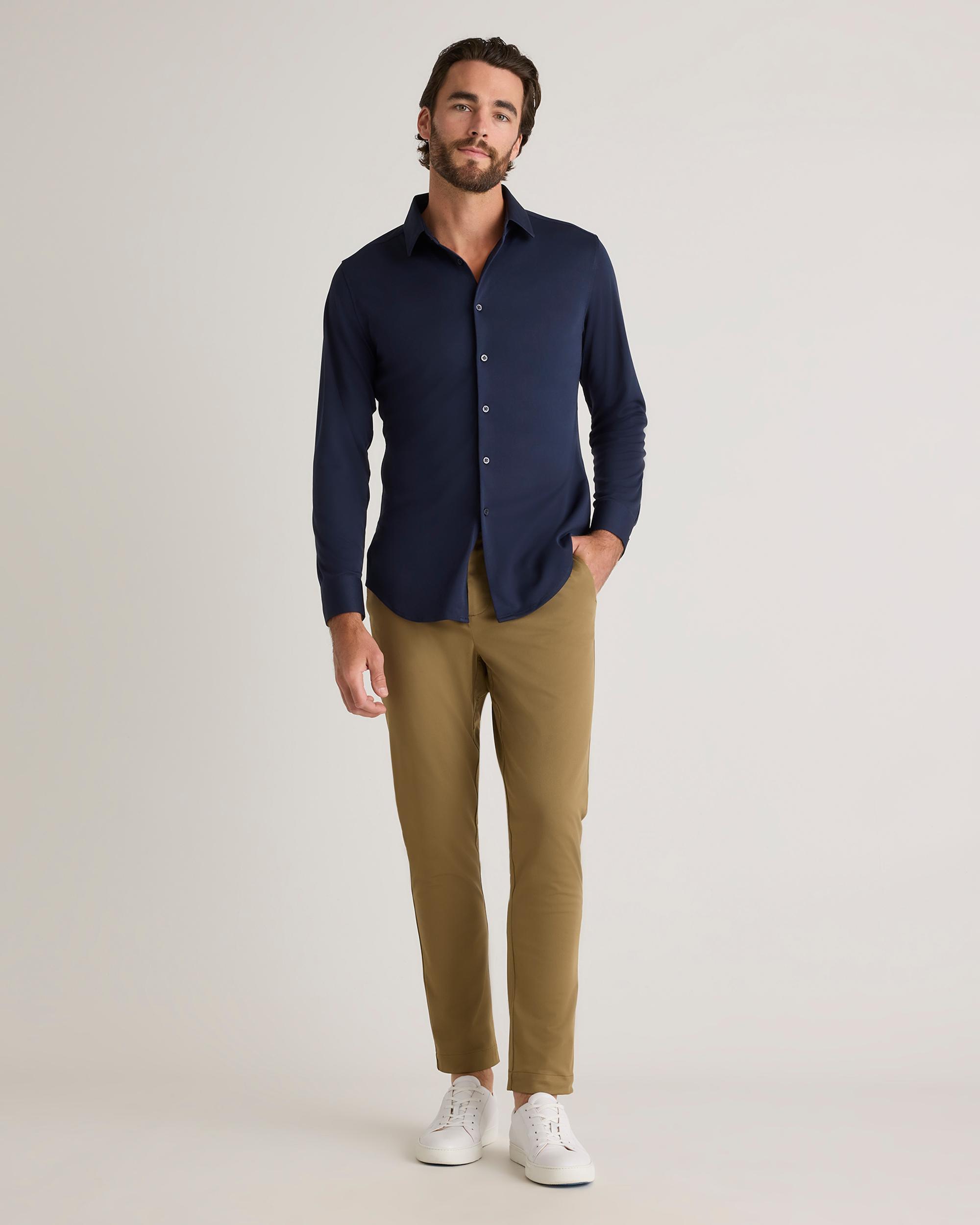 Quince | Men's Commuter Stretch Pique Long Sleeve Button Down 100% Polyester Product Image