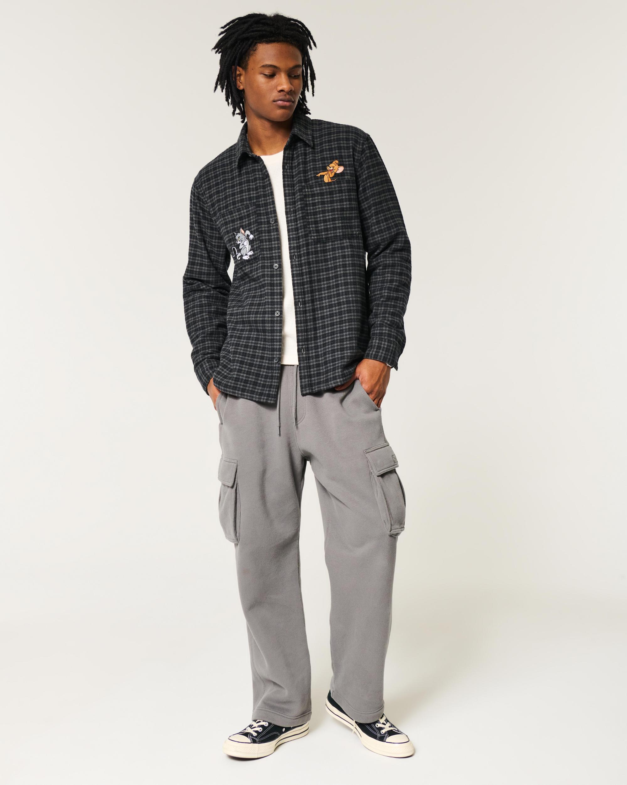 Relaxed Flannel Tom and Jerry Graphic Shirt Product Image