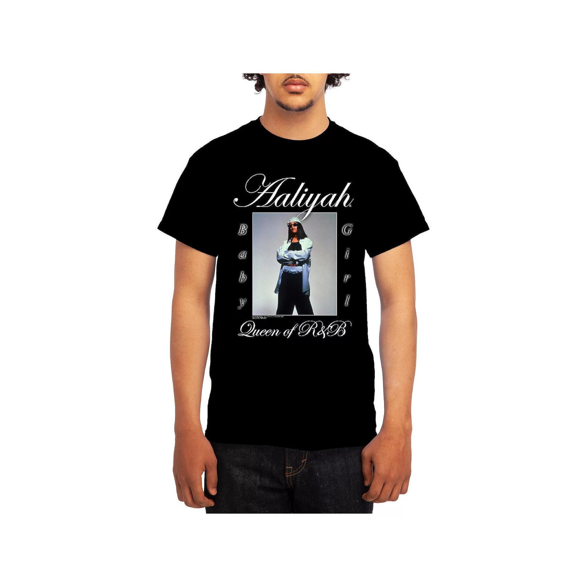 Men's Aaliyah Baby Girl Queen of R&B Script Tee, Size: Large, Black Product Image