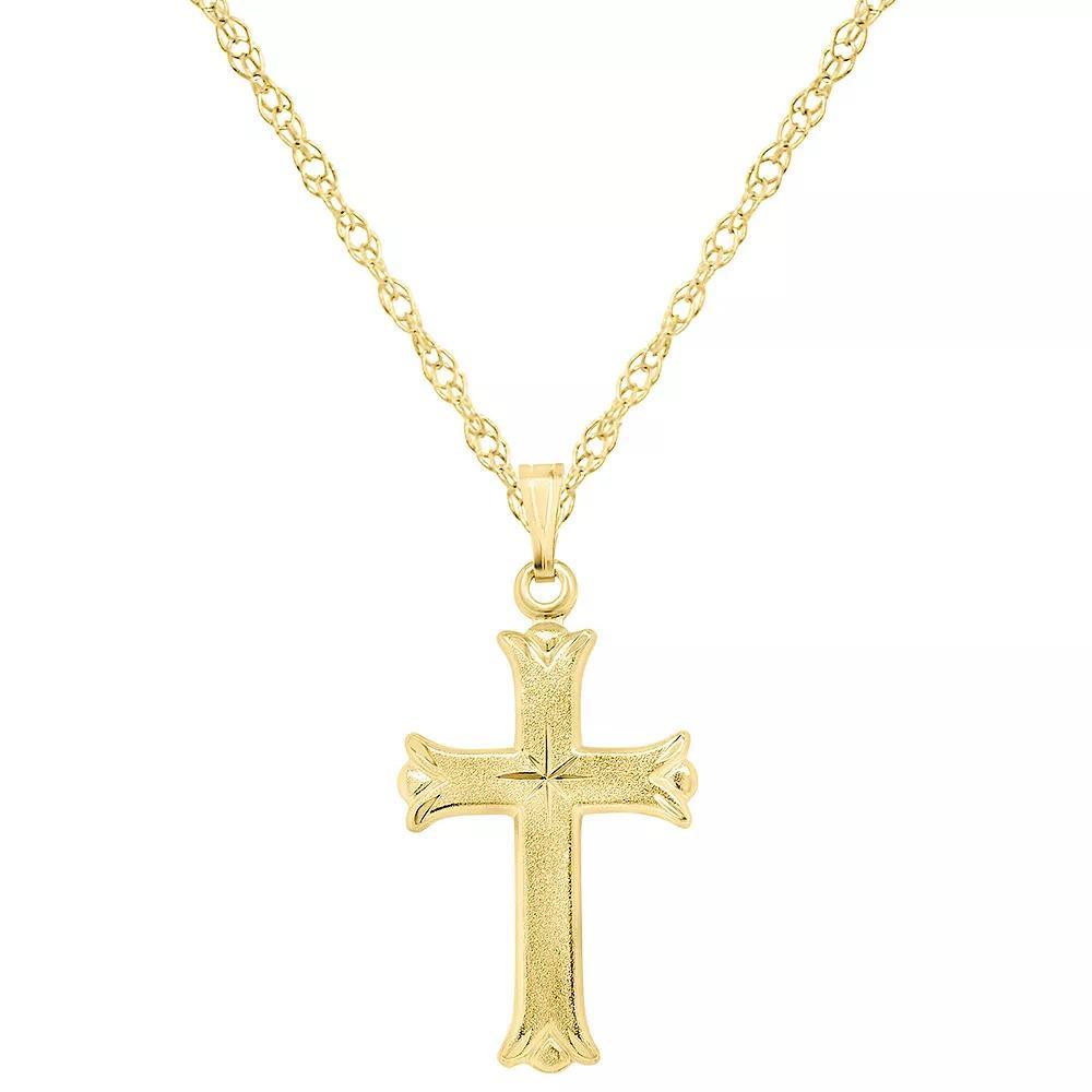 Sterling Silver Cross Pendant, Women's, Size: 18", 14k Gold Plated Product Image