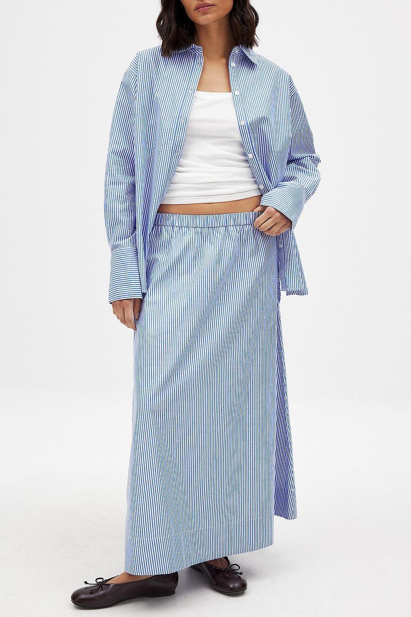 Elastic Waist Cotton Midi Skirt Product Image