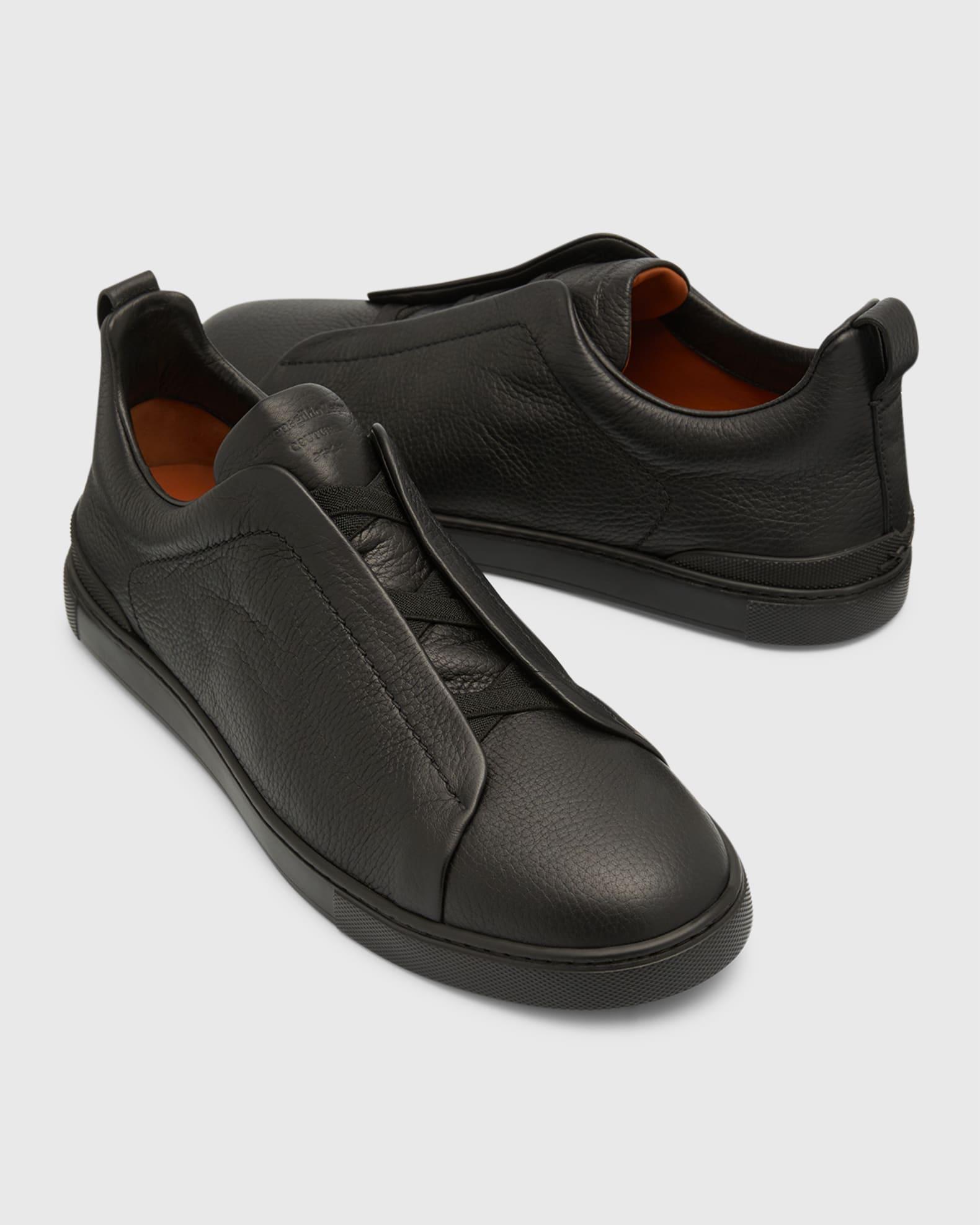 Men's Triple Stitch Deerskin Leather Sneakers Product Image