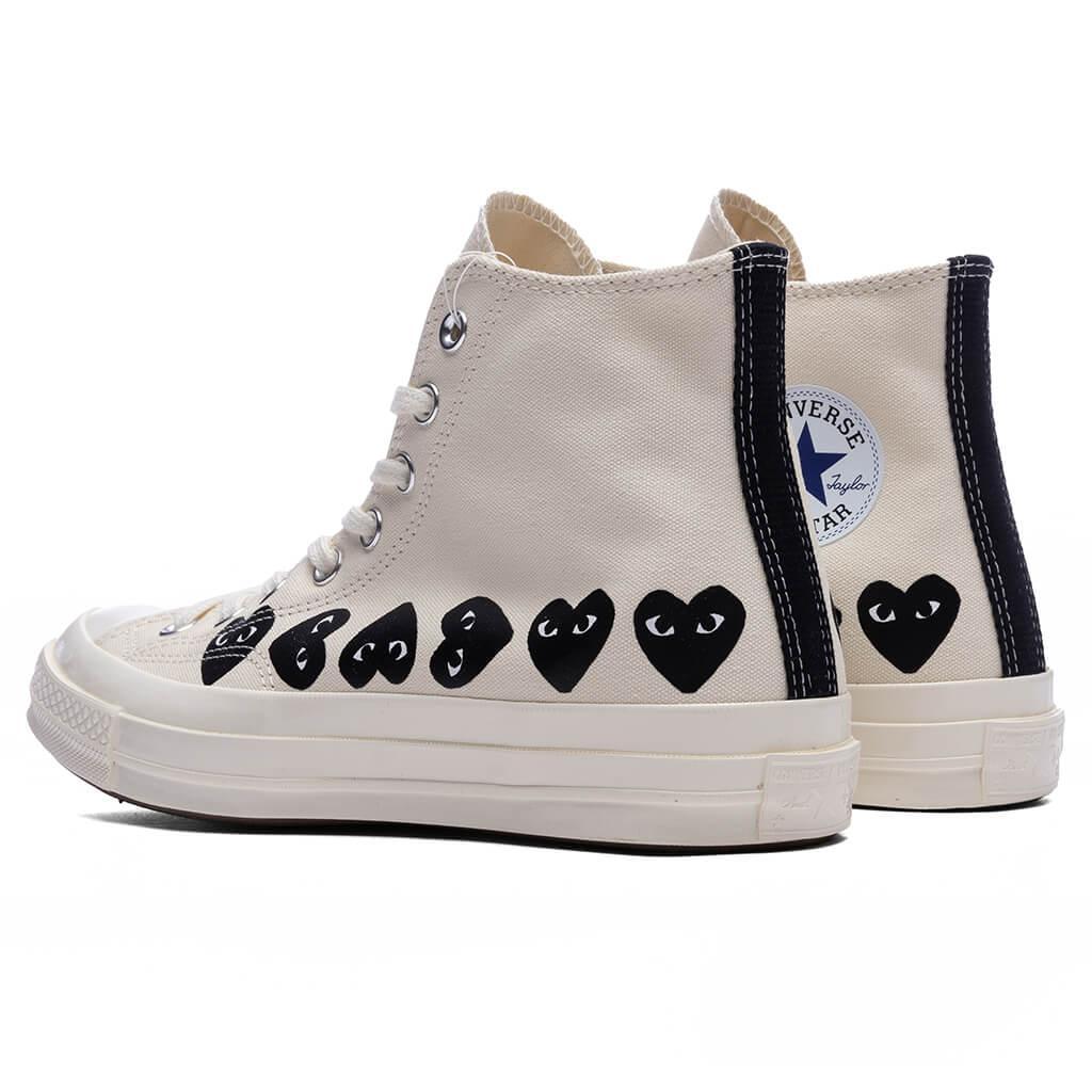 Converse x Comme Des Garcons PLAY All Star Chuck '70 Hi Multi Heart - Milk/Black Male Product Image