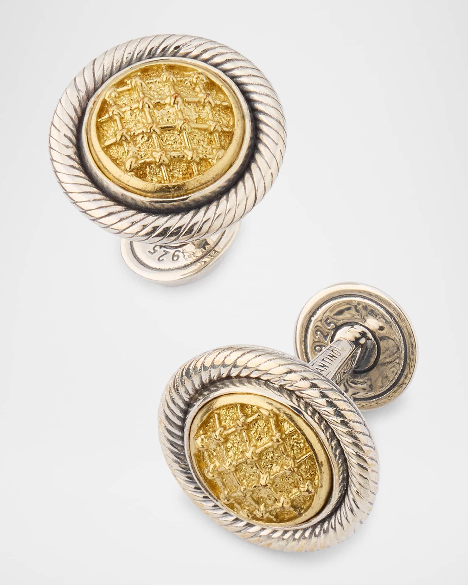 Mens Kavos Sterling Silver and Bronze Cufflinks Product Image