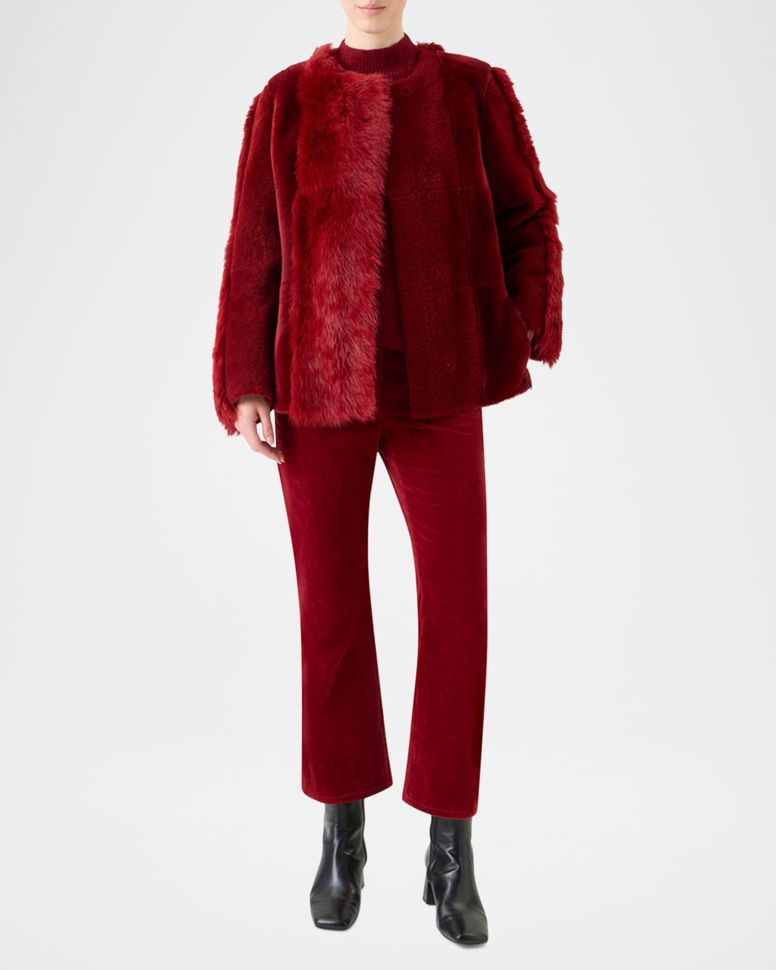 Vertical Paneled Lamb Shearling Jacket Product Image