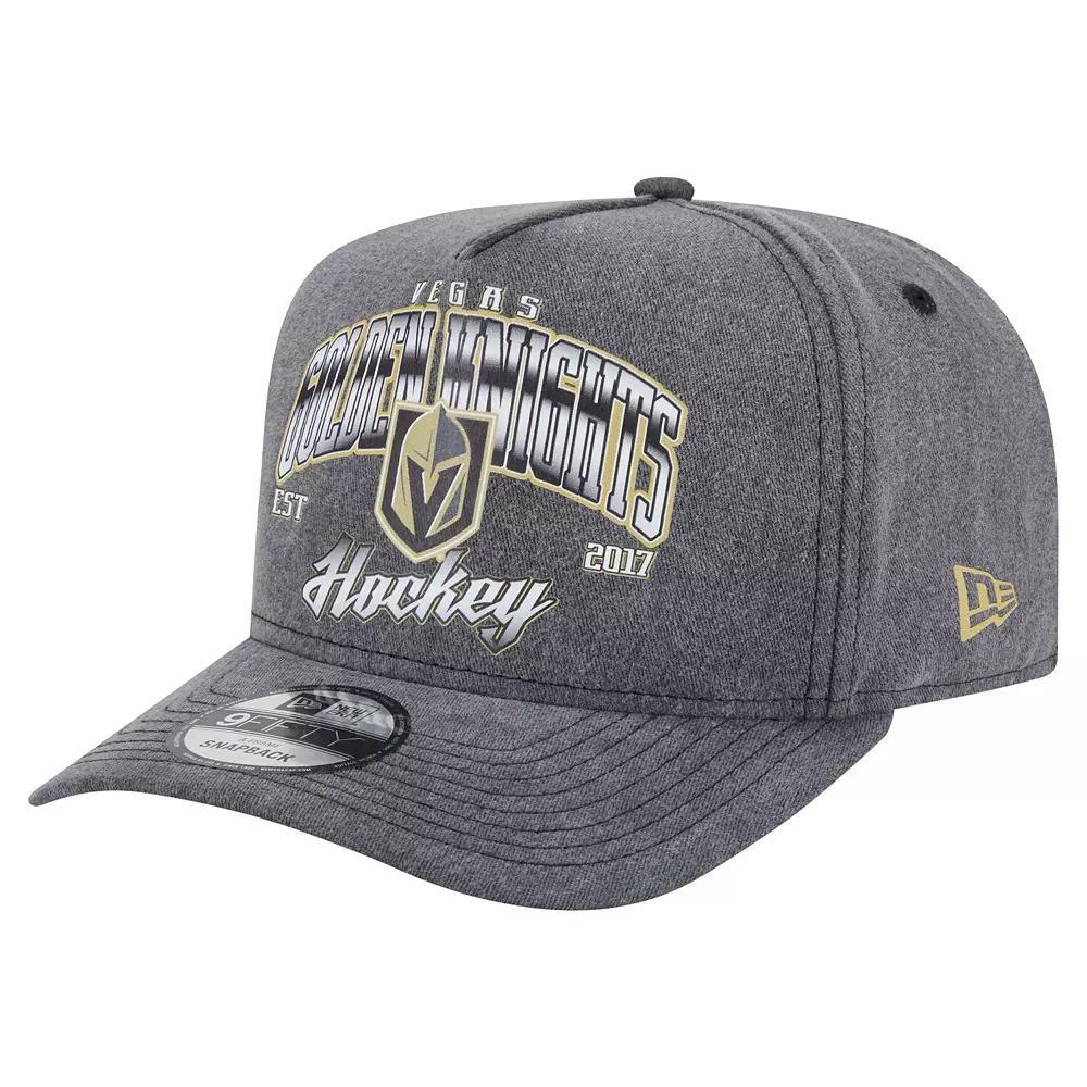 Men's New Era  Charcoal Vegas Golden Knights Throwback Washed A-Frame Pre-Curved 9FIFTY Snapback Hat, Lvk Charco Product Image
