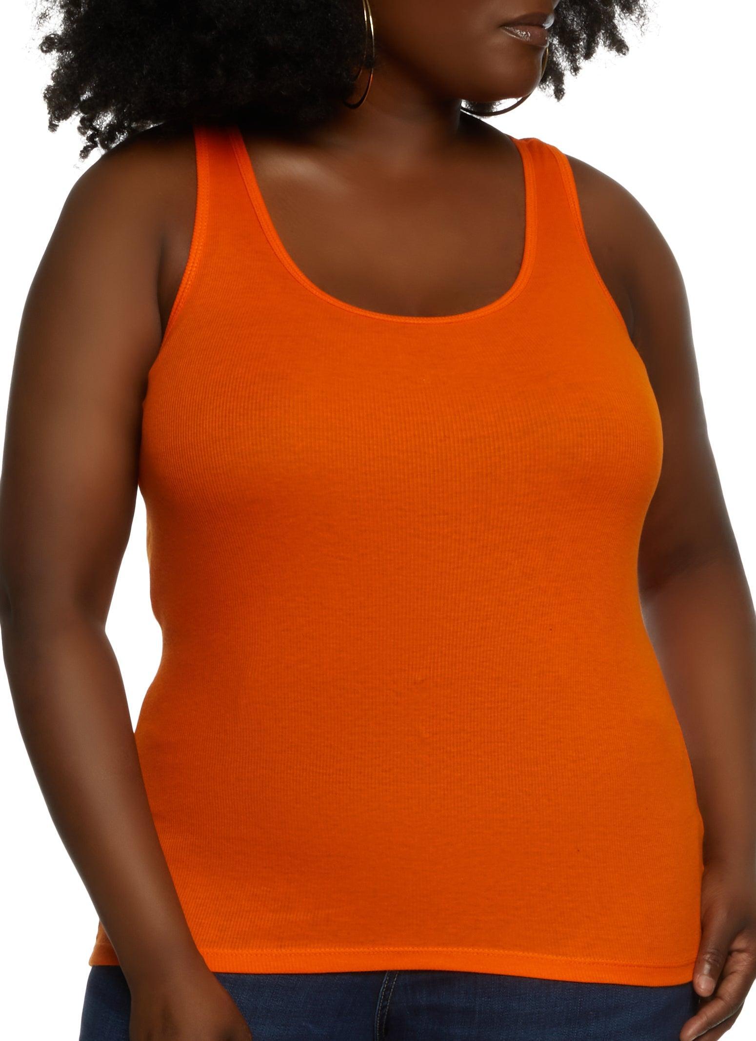 Womens Plus Size Ribbed Knit Racerback Tank Top Product Image
