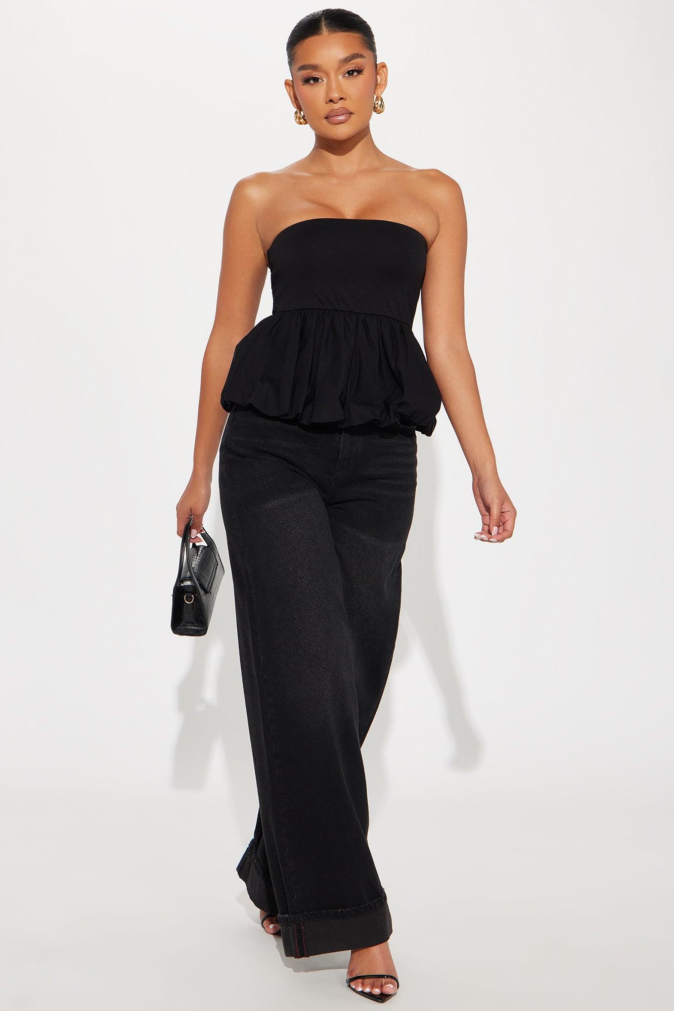 Bridget Bubble Hem Top - Black Product Image
