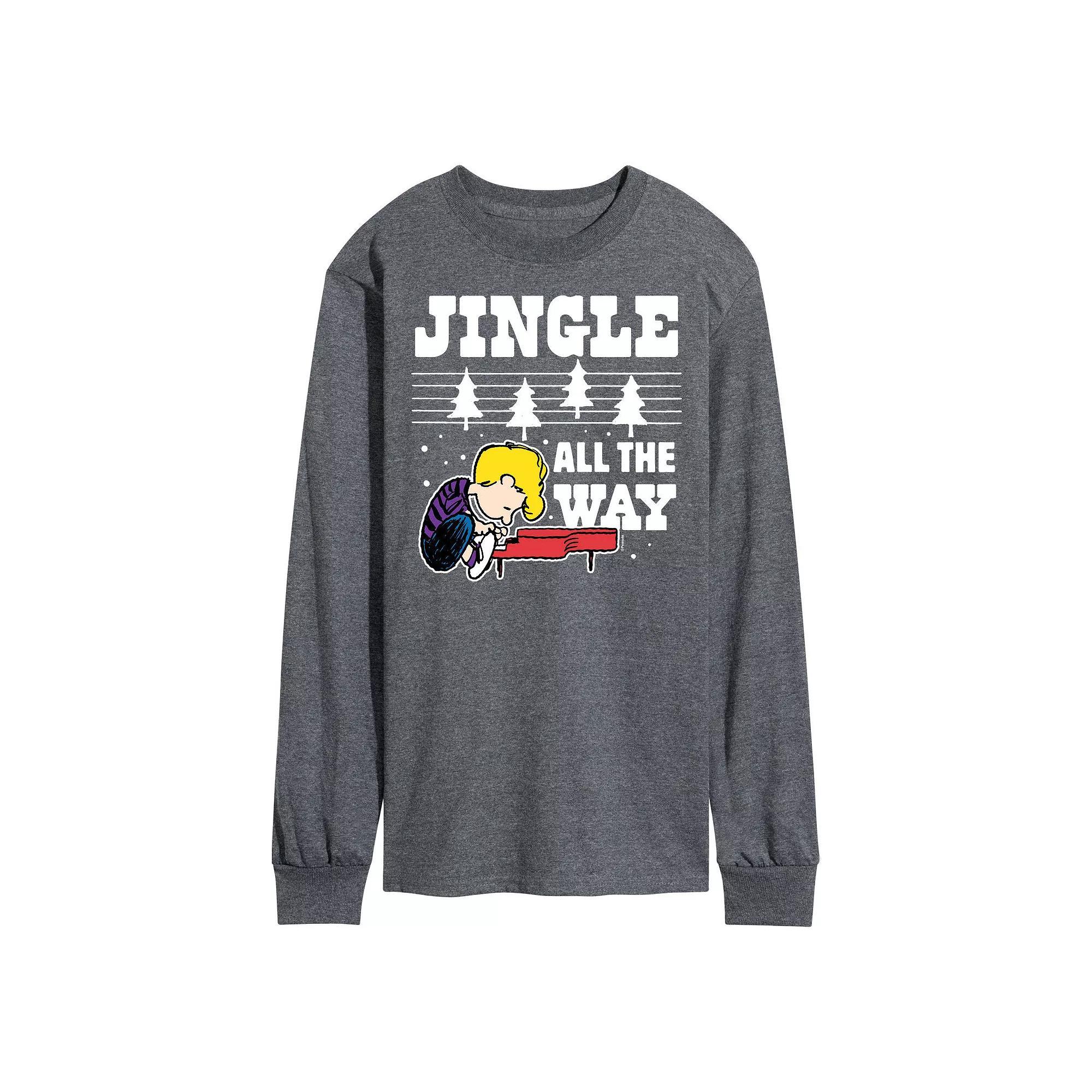 Mens Peanuts Jingle All The Way Piano Long Sleeve Tee Product Image