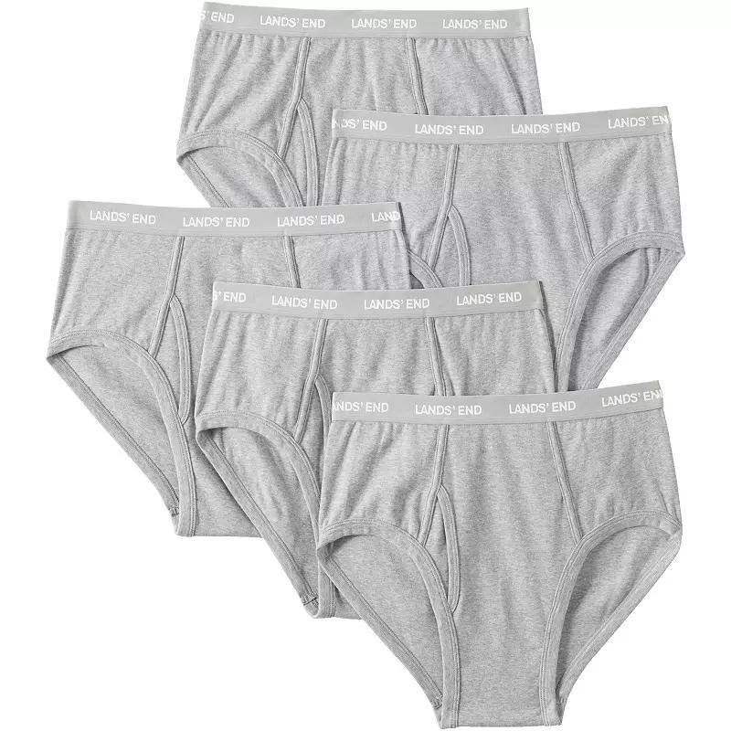 Big & Tall Lands End 5-pc. Knit Briefs Set, Mens Gray Grey Product Image