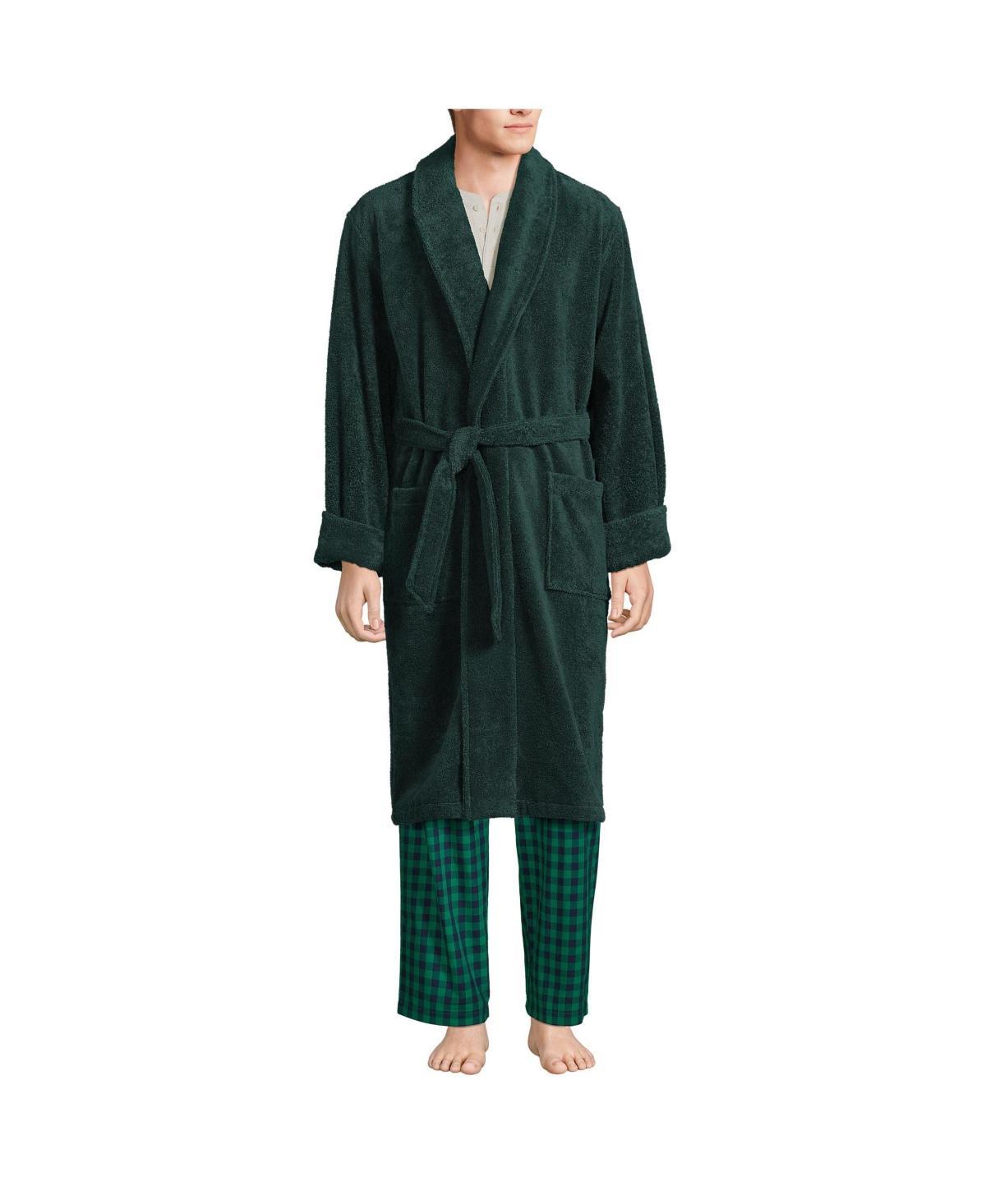 Big & Tall Lands' End Calf-Length Turkish Terry Robe, Men's, Size: Medium Tall, White Product Image
