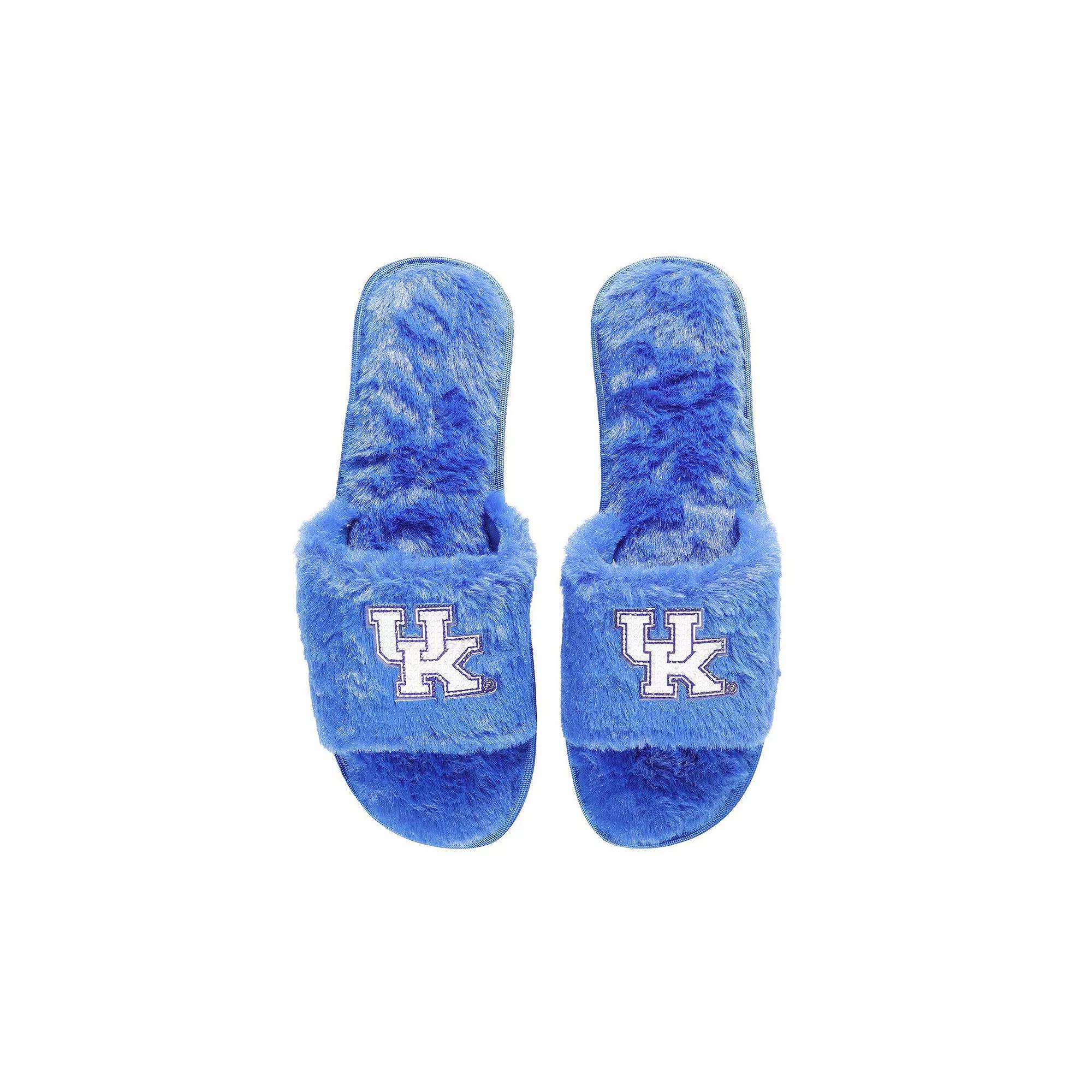 Womens FOCO Royal Kentucky Wildcats Rhinestone Fuzzy Slippers Product Image