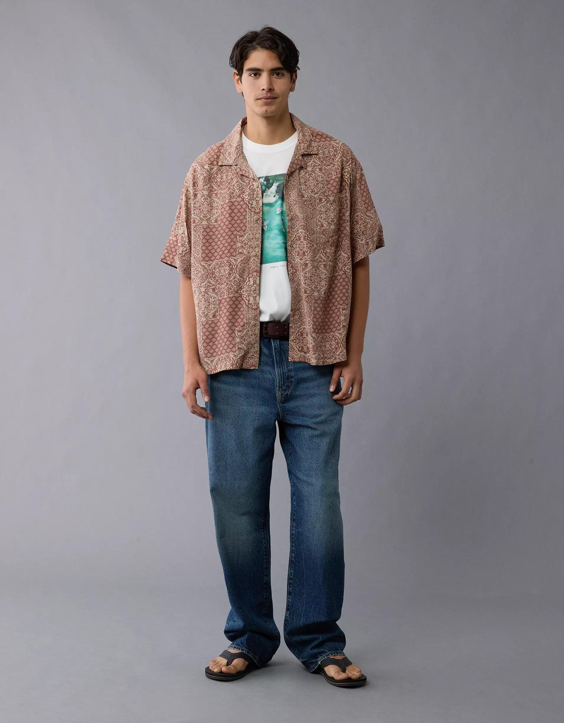 AE Poolside Printed Button-Up Shirt Product Image