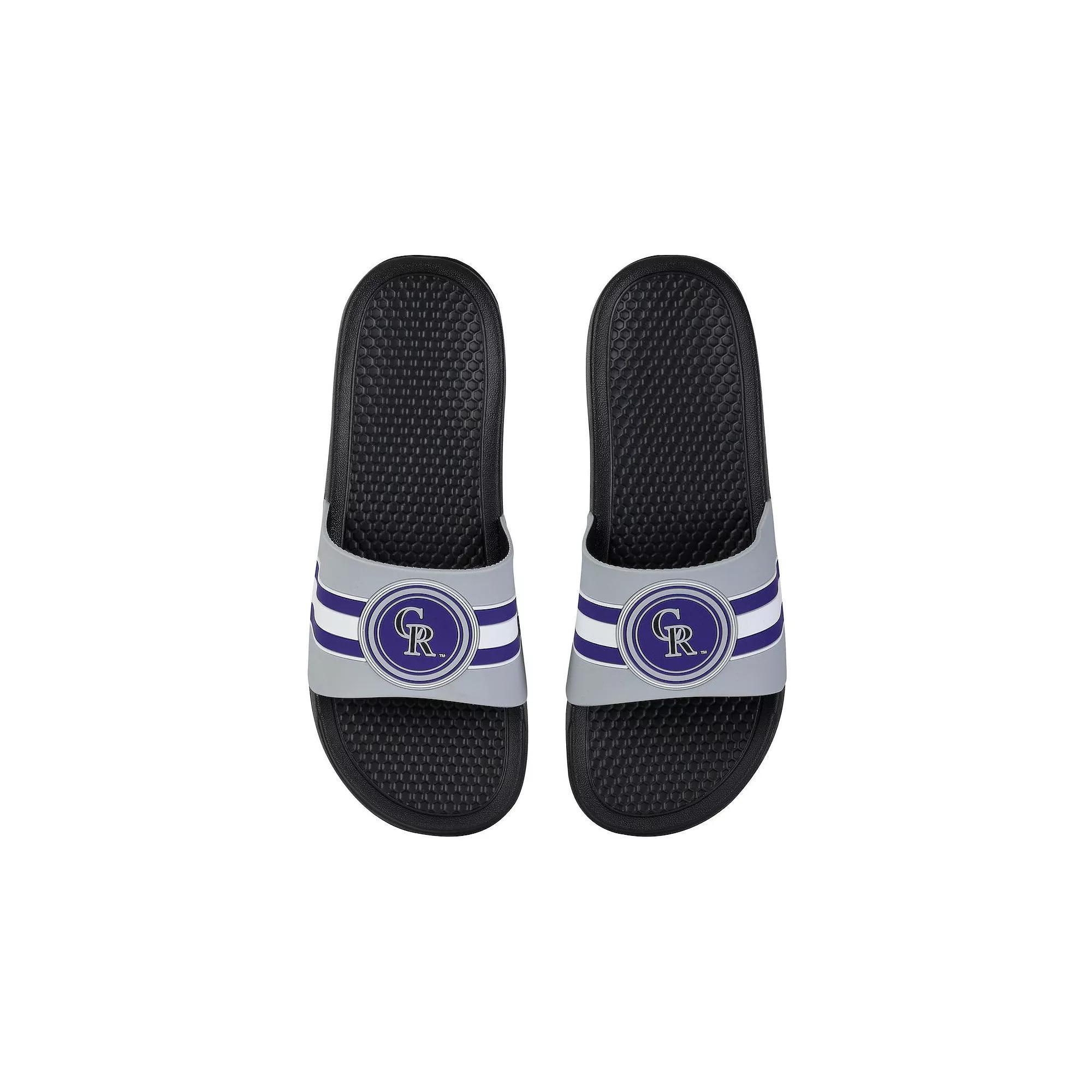 FOCO Colorado Rockies Stripe Raised Slide Sandals, Men's, Size: 13-14, Team Product Image