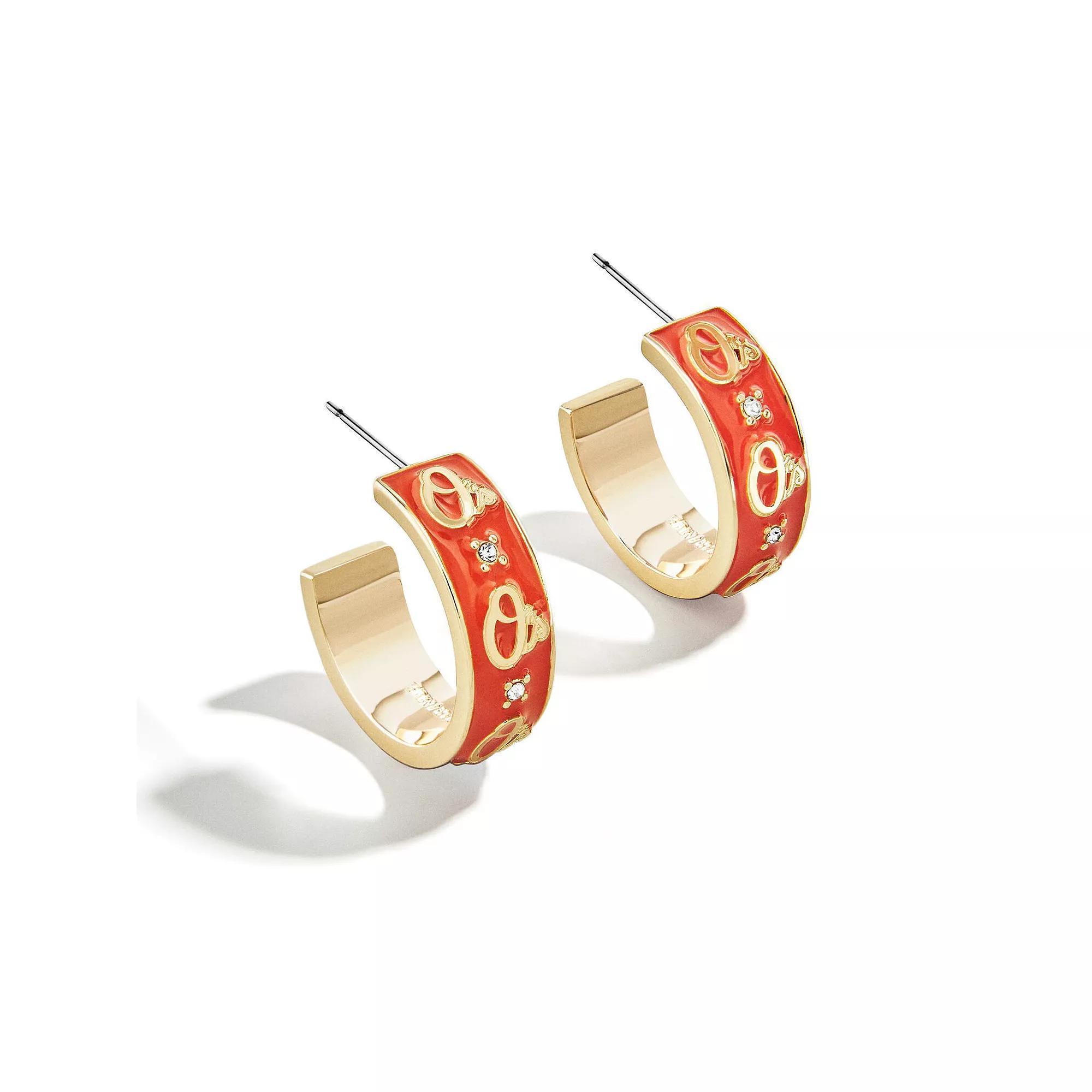 WEAR By Erin Andrews x BaubleBar Baltimore Orioles Enamel Hoop Earrings, Women's, Gold Product Image