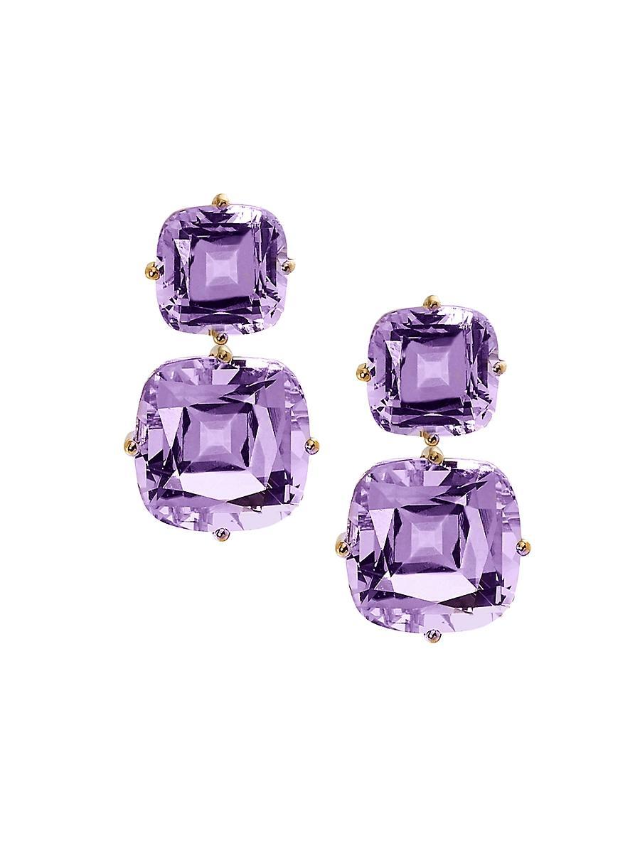 Womens Gossip 18K Yellow Gold & Amethyst Drop Earrings Product Image