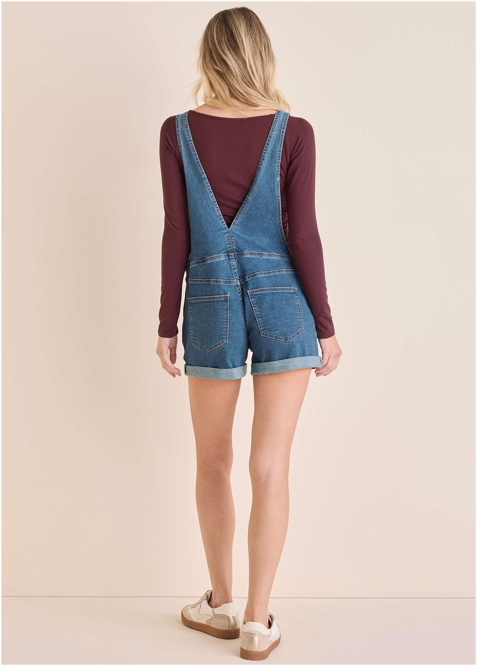 V-Back Denim Overalls - Medium Wash Product Image
