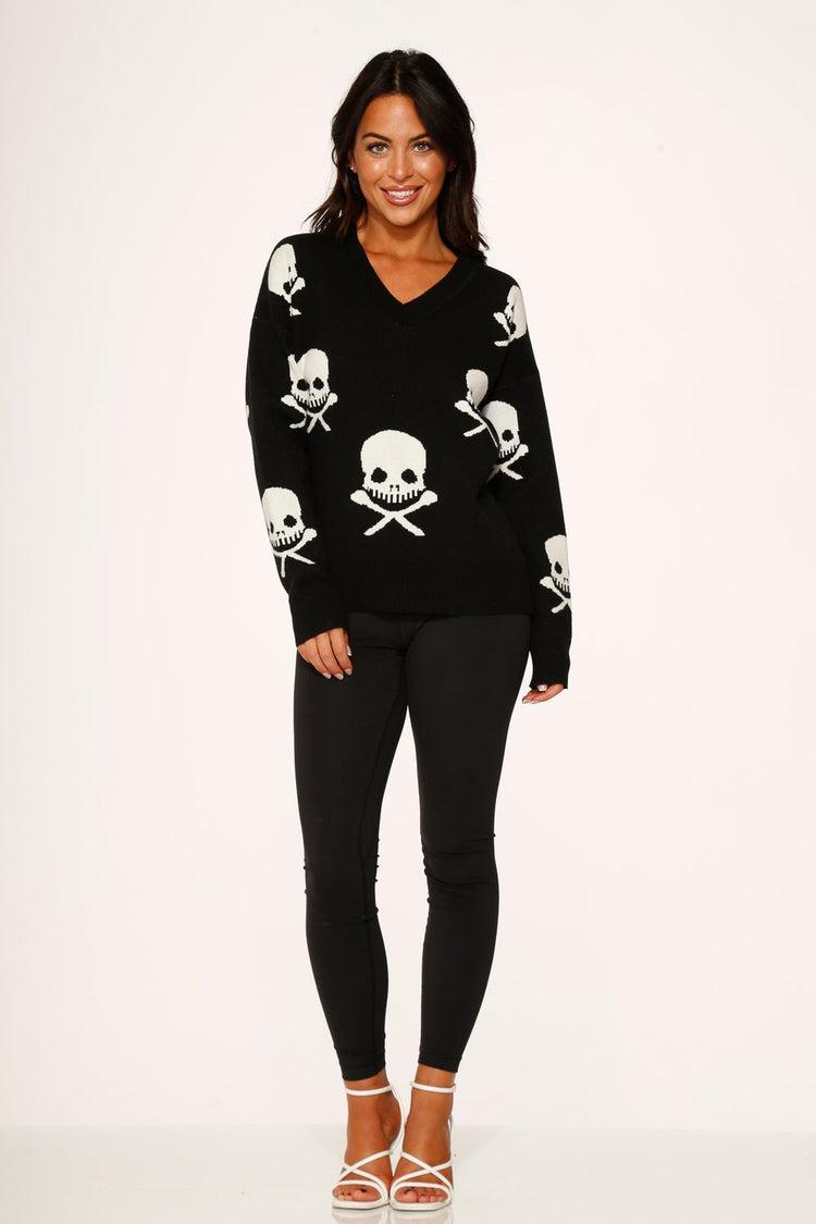 Black Skulls Sweater Product Image