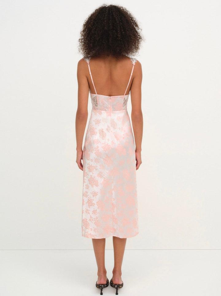 Audrey Jacquard Midi Slip — Pink Product Image