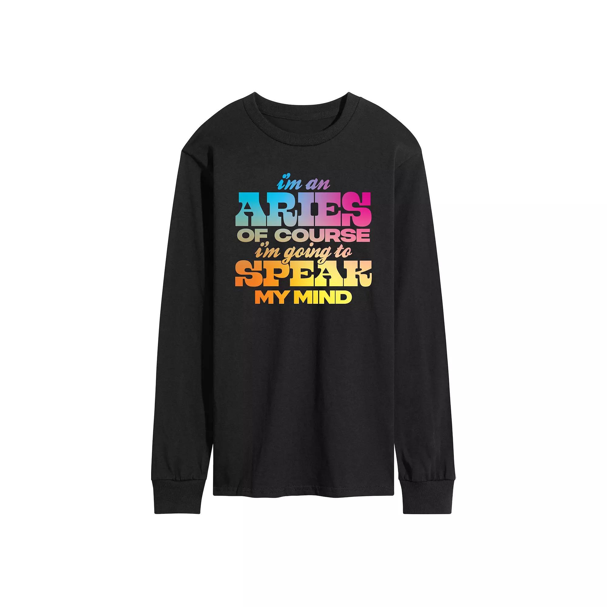 Mens Im An Aries Speak My Mind Long Sleeve Graphic Tee Product Image