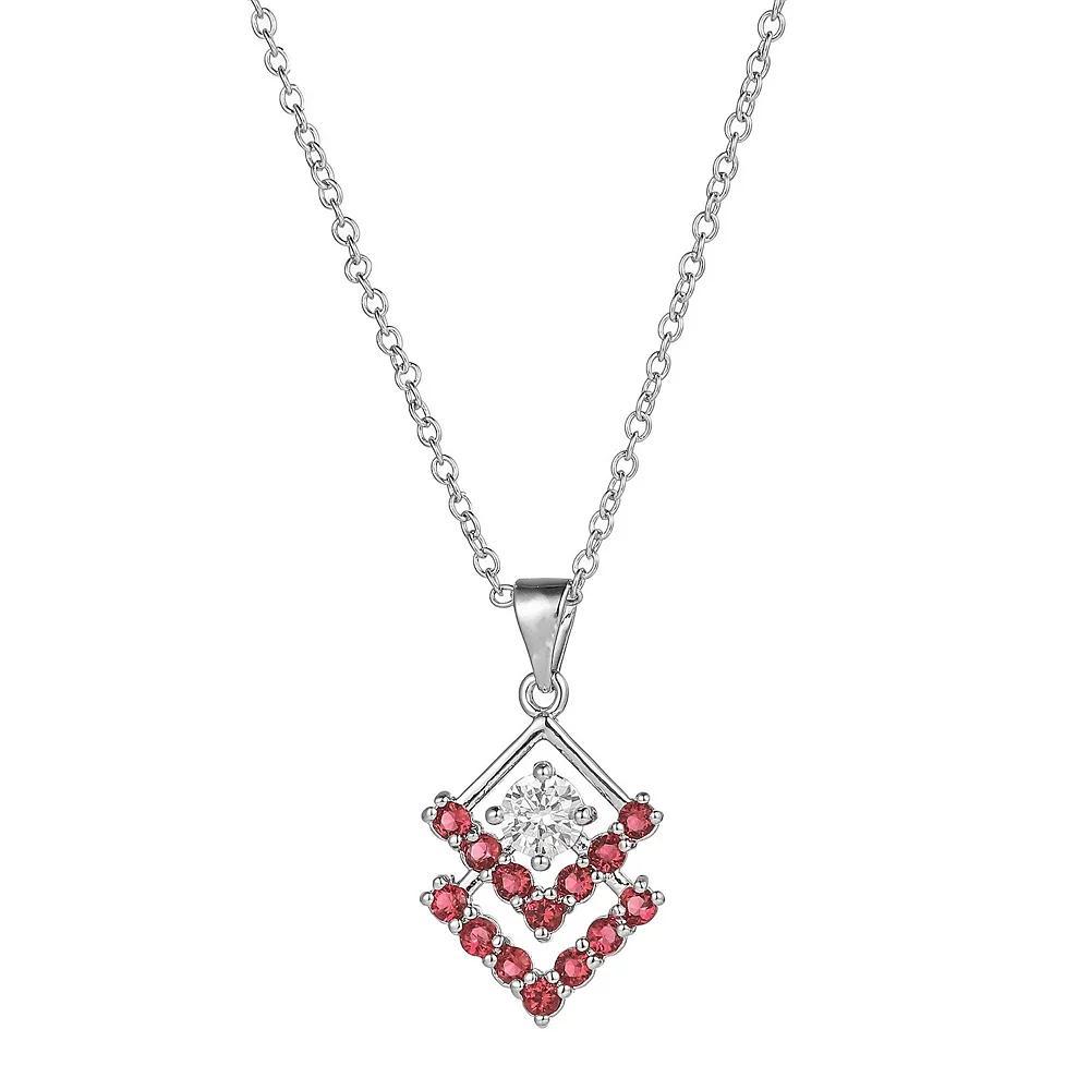 A&M Silver Tone Triangle Cubic Zirconia Pendant Necklace, Women's, Size: 18" Product Image