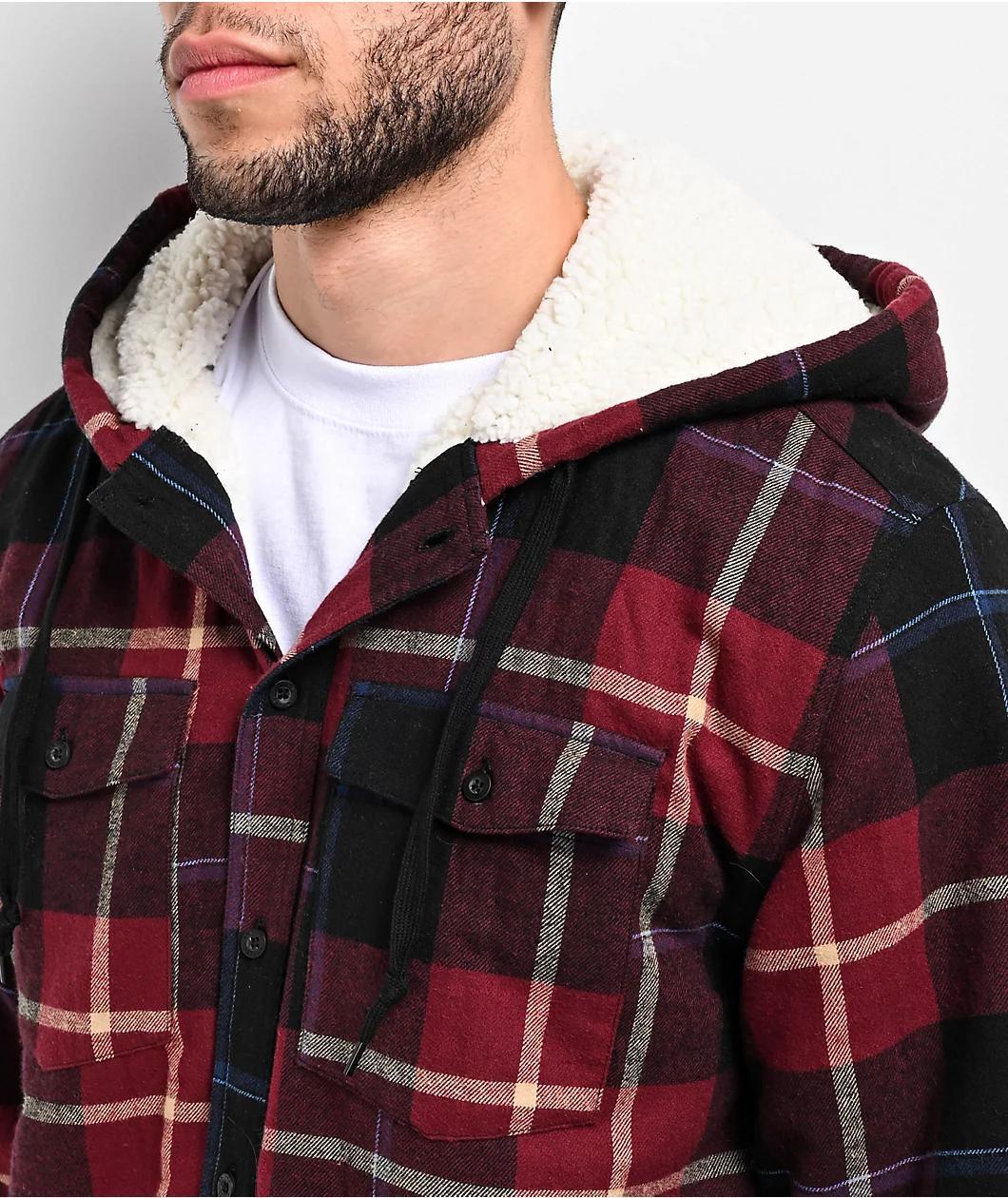 Empyre Cain Red Hooded Flannel Sherpa Jacket Product Image