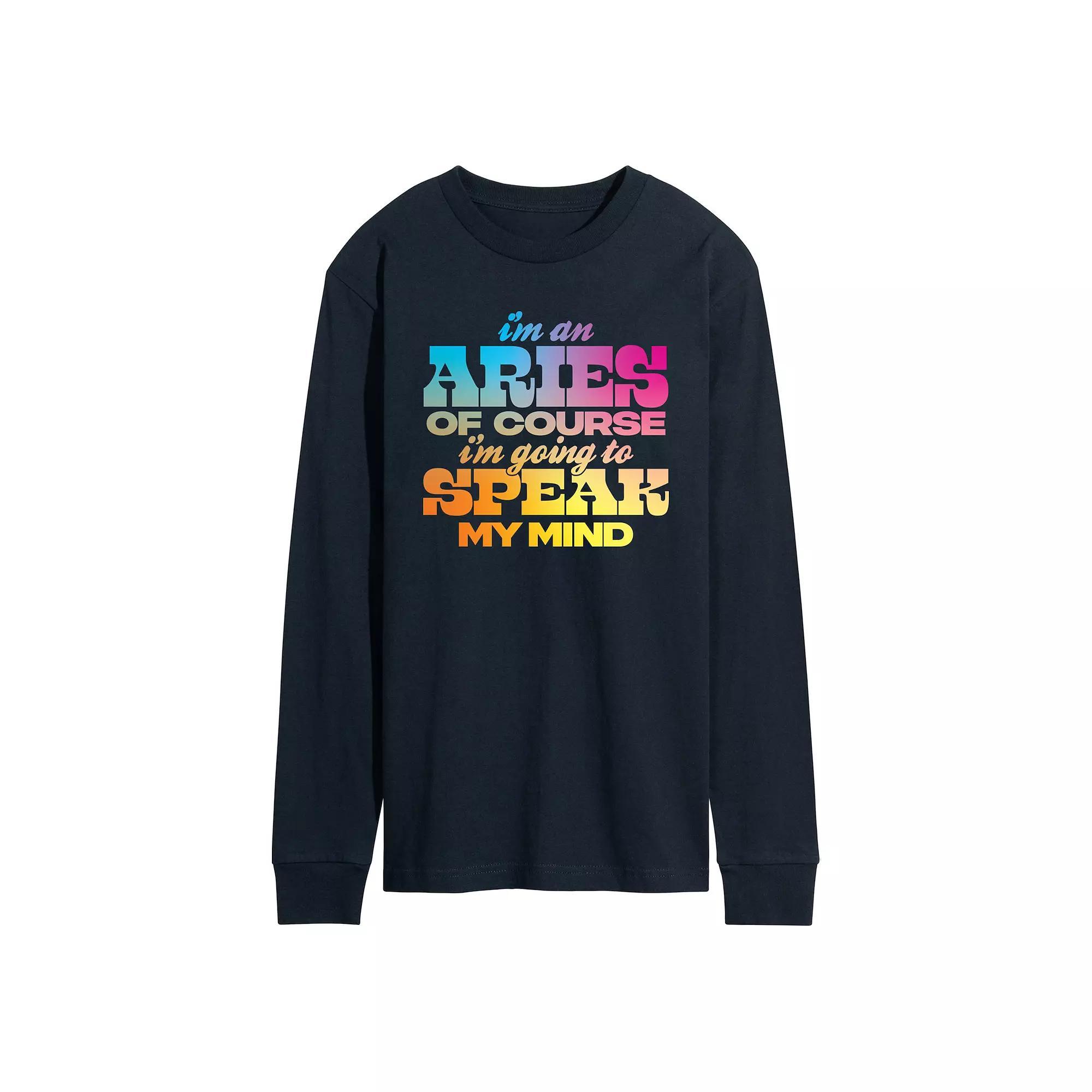 Mens Im An Aries Speak My Mind Long Sleeve Graphic Tee Product Image