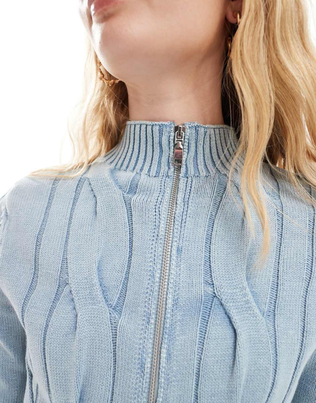 Reclaimed Vintage zip up cable sweater Product Image