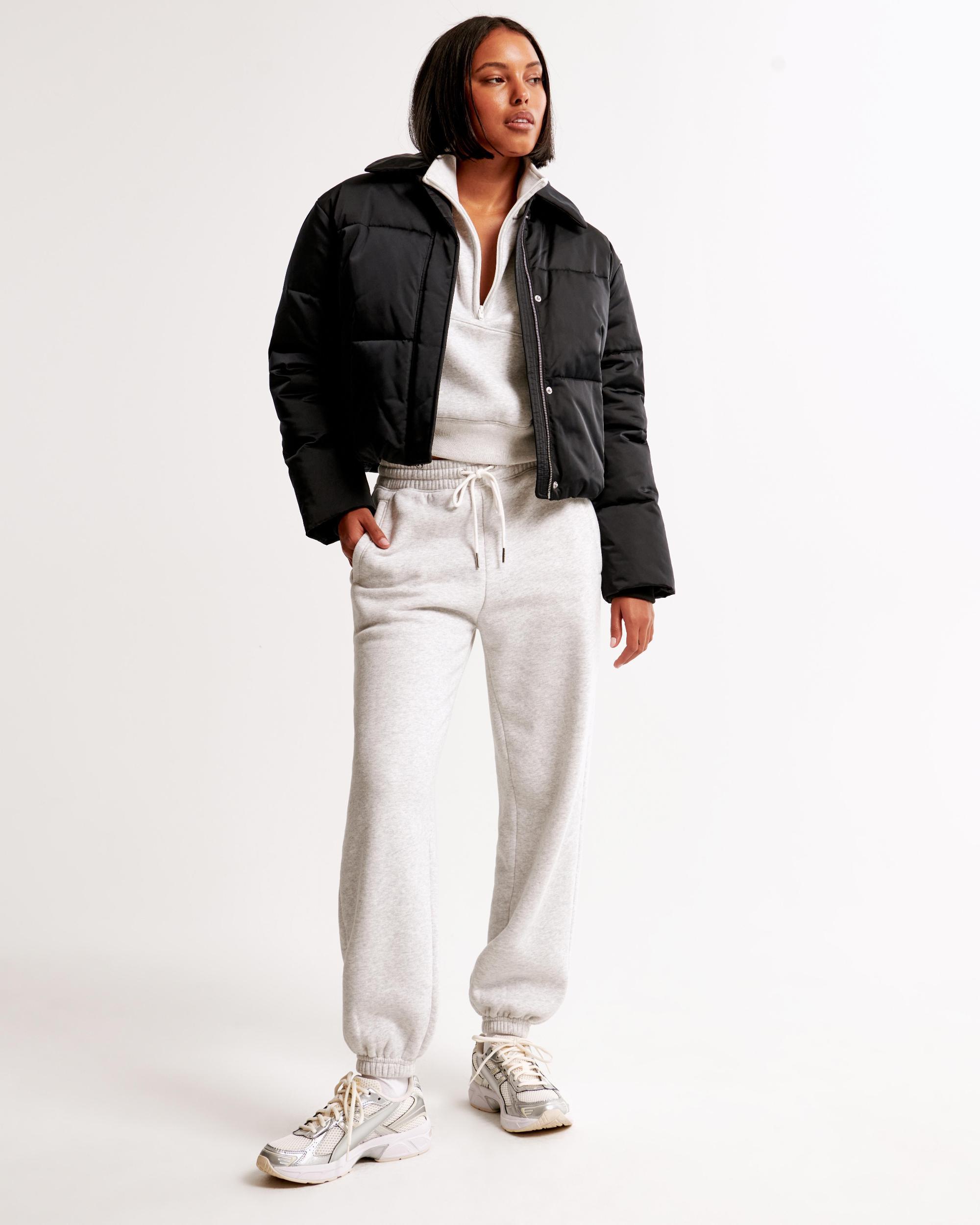 Cropped Velvet Puffer Coat Product Image