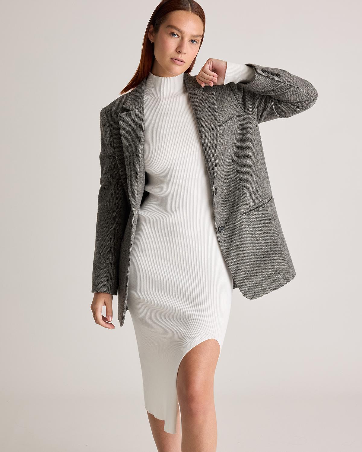 Quince | Women's Eco-Knit Ribbed Mock Neck Sweater Dress Size XS, Viscose Product Image