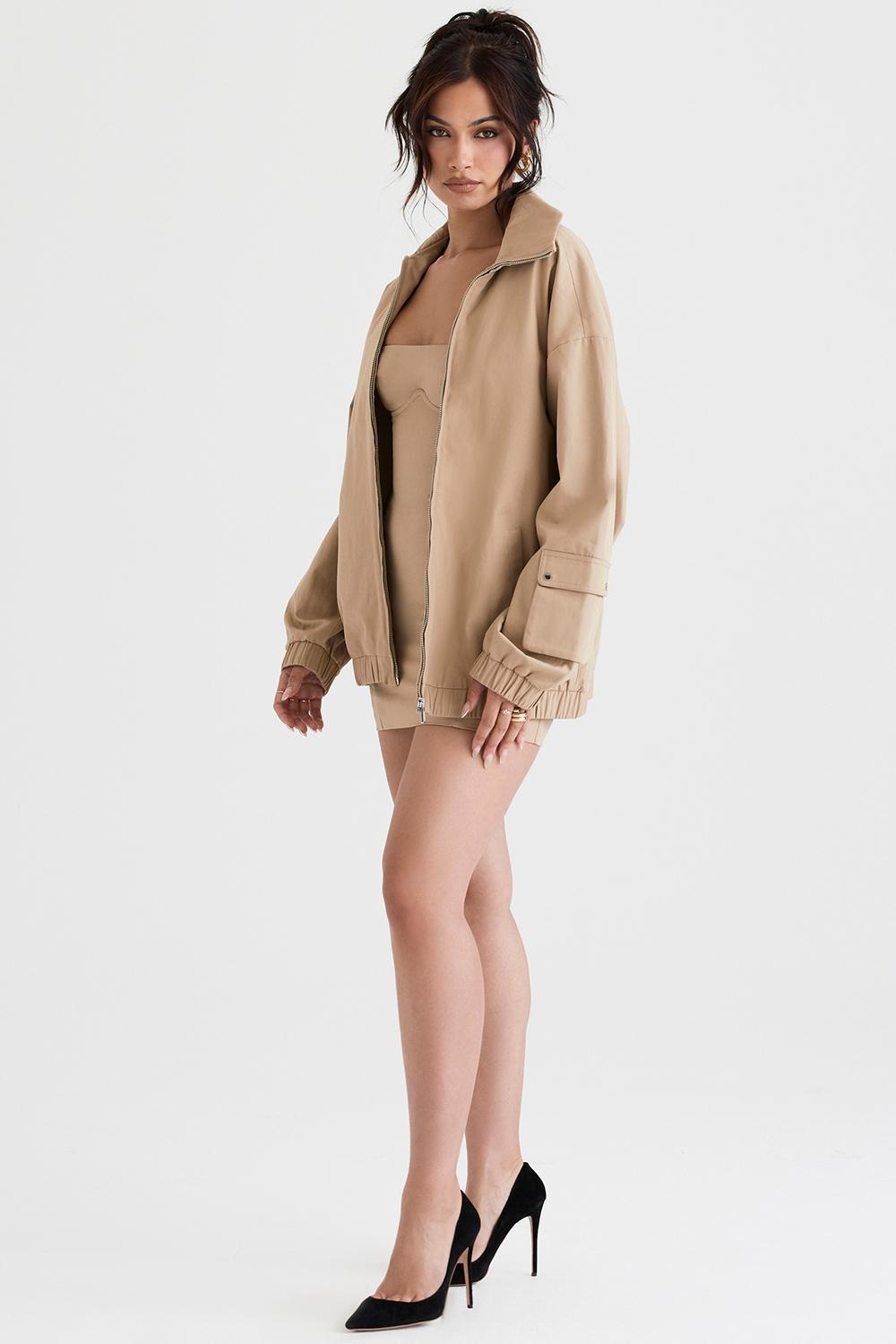 Cami Taupe Oversized Track Jacket Product Image