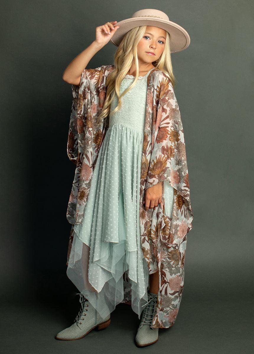 Avalon Duster in Ecru Floral Girls Product Image