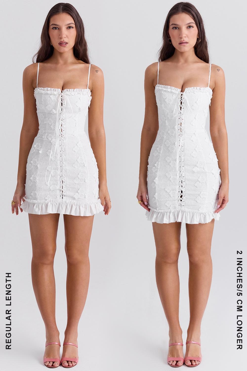 Marlene  white cotton broderie anglais mini dress Product Image