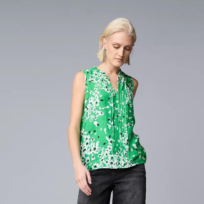 Women's Simply Vera Vera Wang Tie Front Pintuck Top, Size: XXL, Ivory Petal Texture Product Image