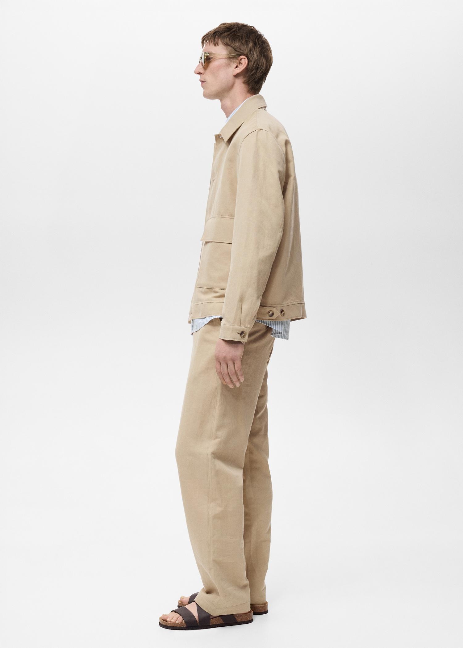 Linen-blend jacket with pockets - Men | MANGO USA Product Image