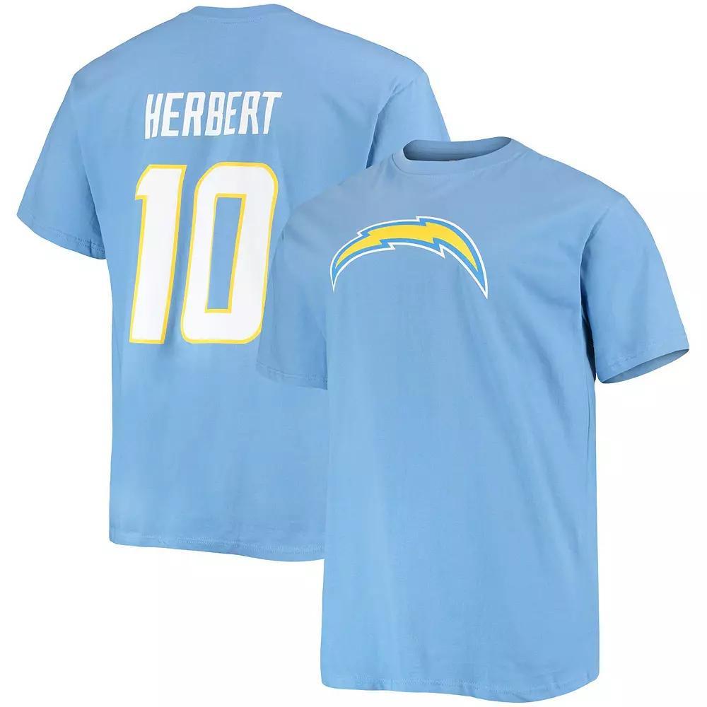 Men's Fanatics Branded Justin Herbert Powder Blue Los Angeles Chargers Big & Tall Player Name & Number T-Shirt, Size: 4XB, Light Product Image