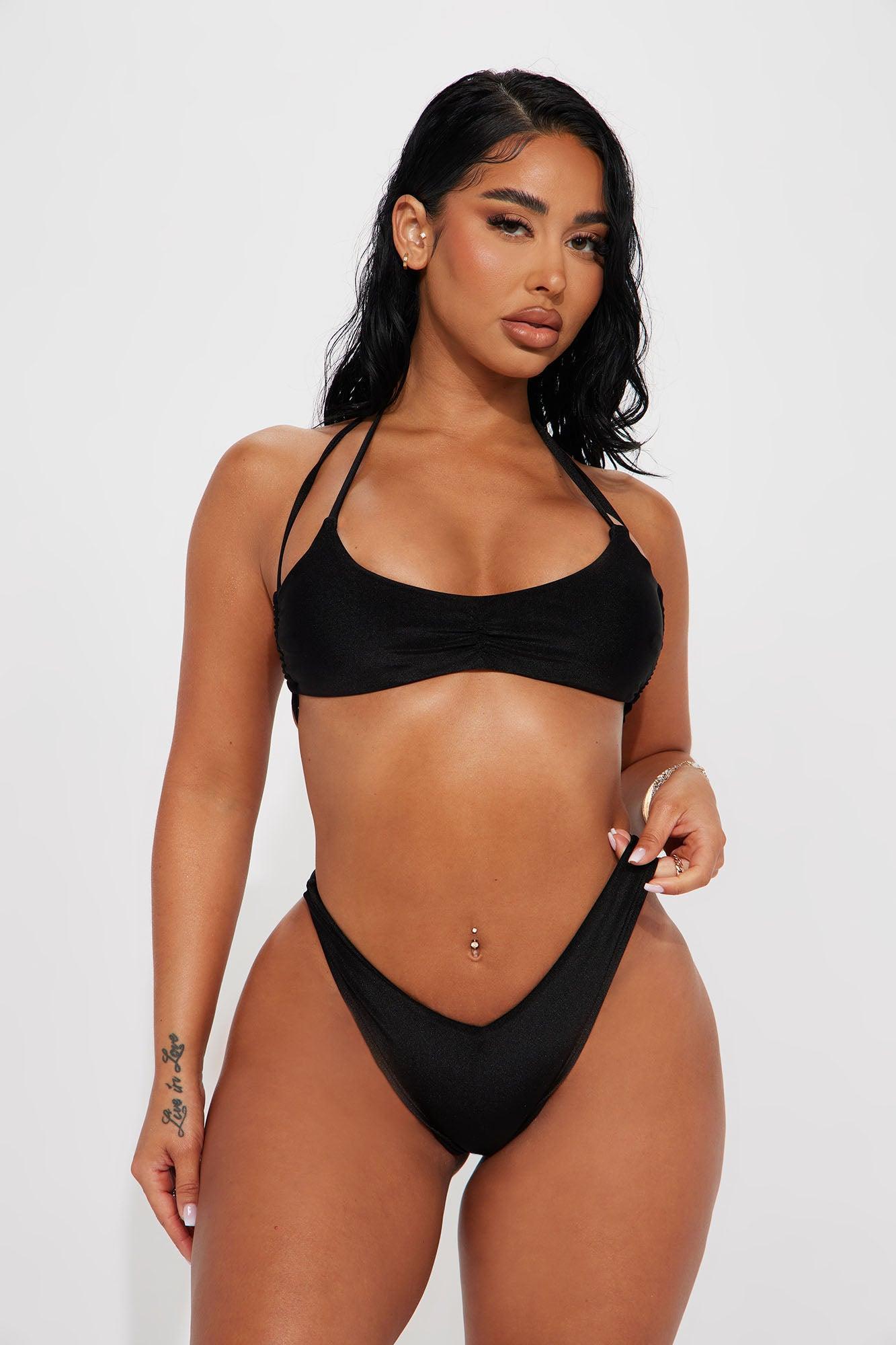 Mila Mid Rise Bikini Bottom - Black Product Image