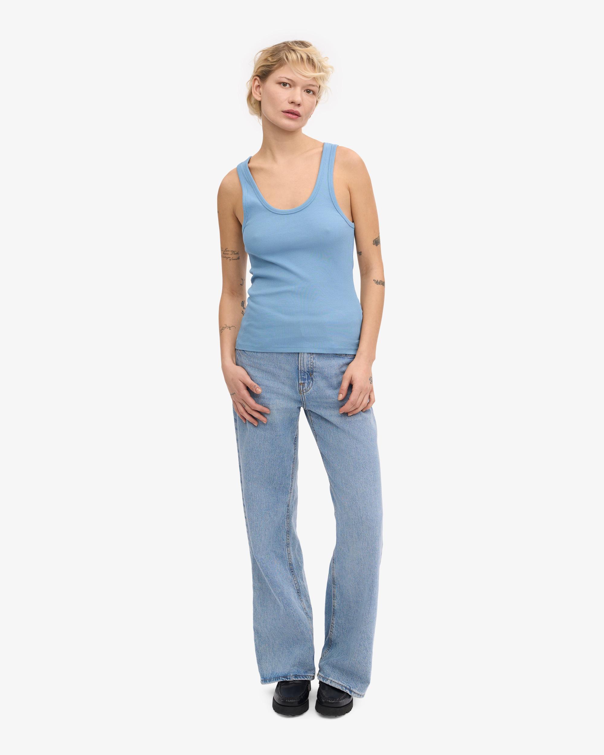 Women Organic Rib Tank Top - Coffee Brown Product Image