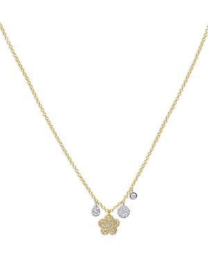 Meira T 14K Yellow & White Gold Diamond Flower Pendant Necklace, 16-18 Product Image