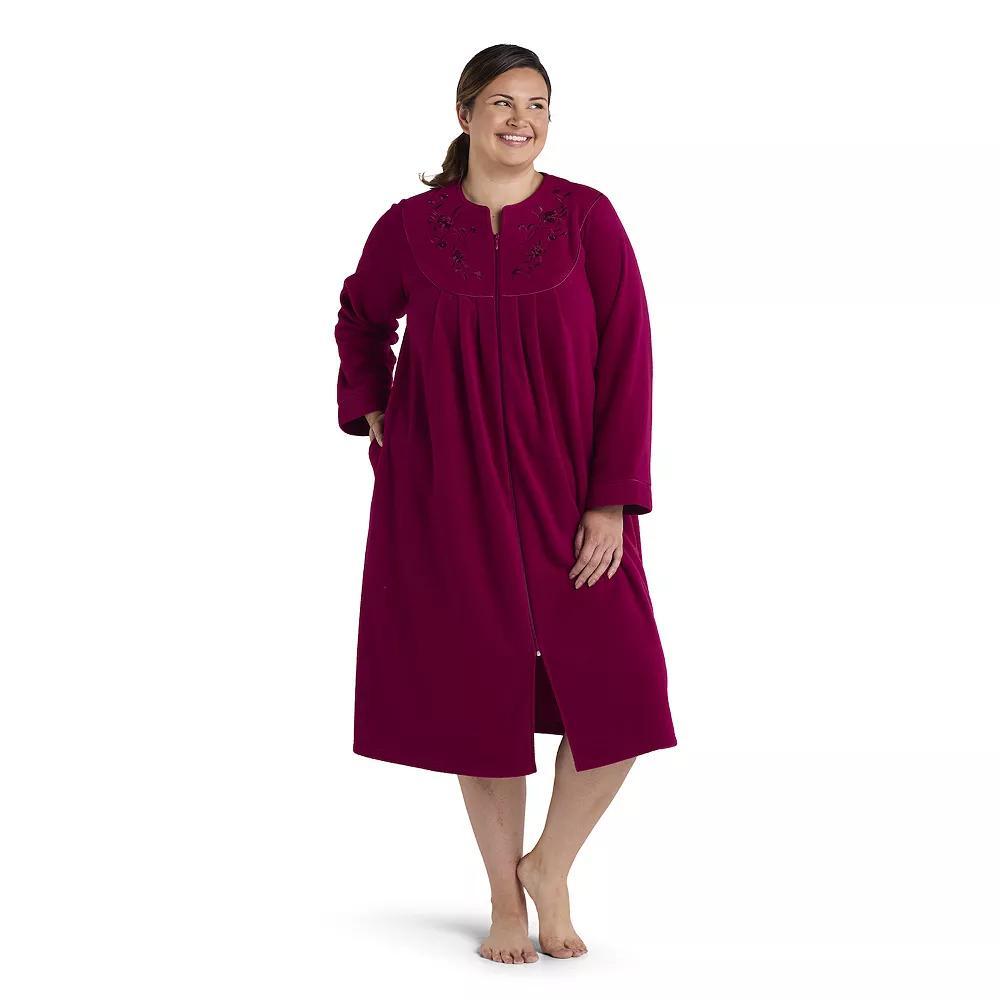 Plus Size Miss Elaine Essentials Micro Fleece Long Zip Robe, Women's, Size: 1XL, Blue Product Image