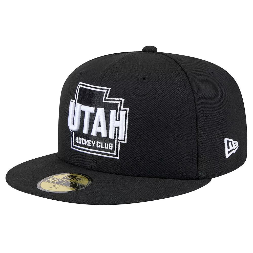 Men's New Era Black Utah Hockey Club State Shape 1st Season 59FIFTY Fitted Hat, Size: 7, Ute Black Product Image