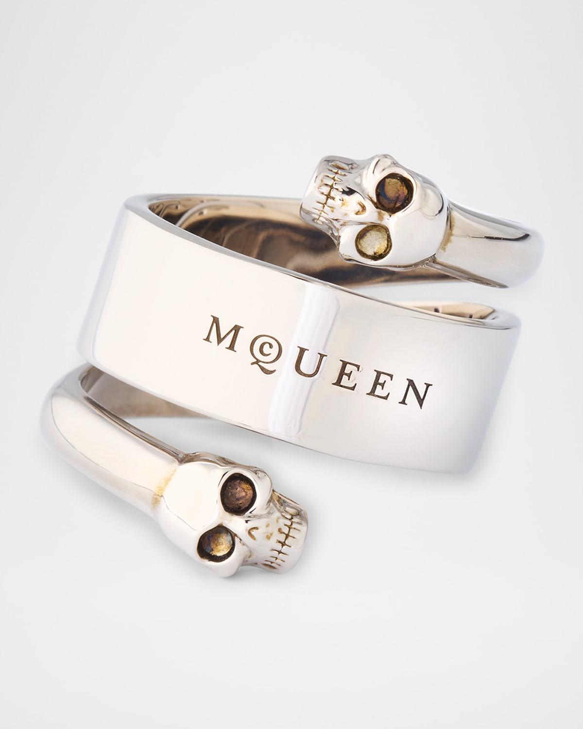 Mens Twin Skull Logo Ring Product Image