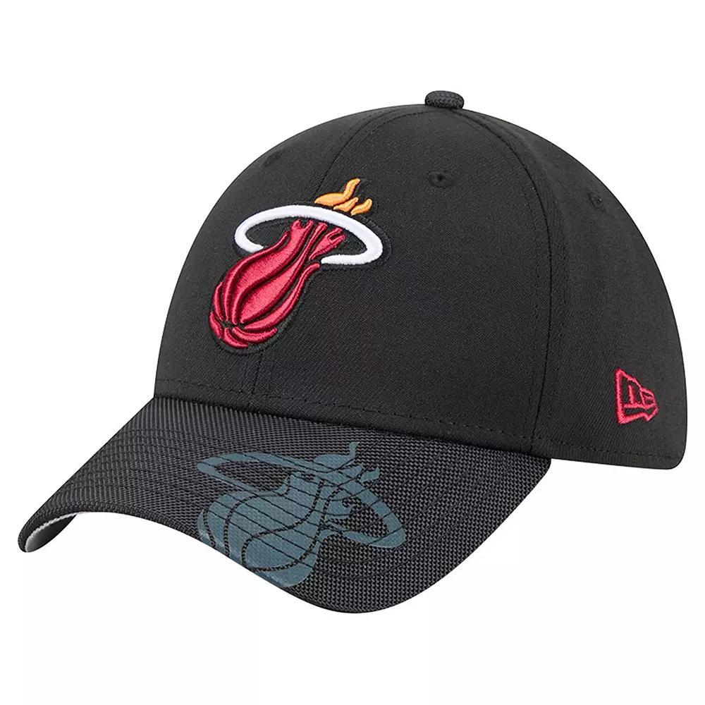 Men's New Era Black Miami Heat Sport Night 39THIRTY Flex Hat, Size: Medium/Large Product Image