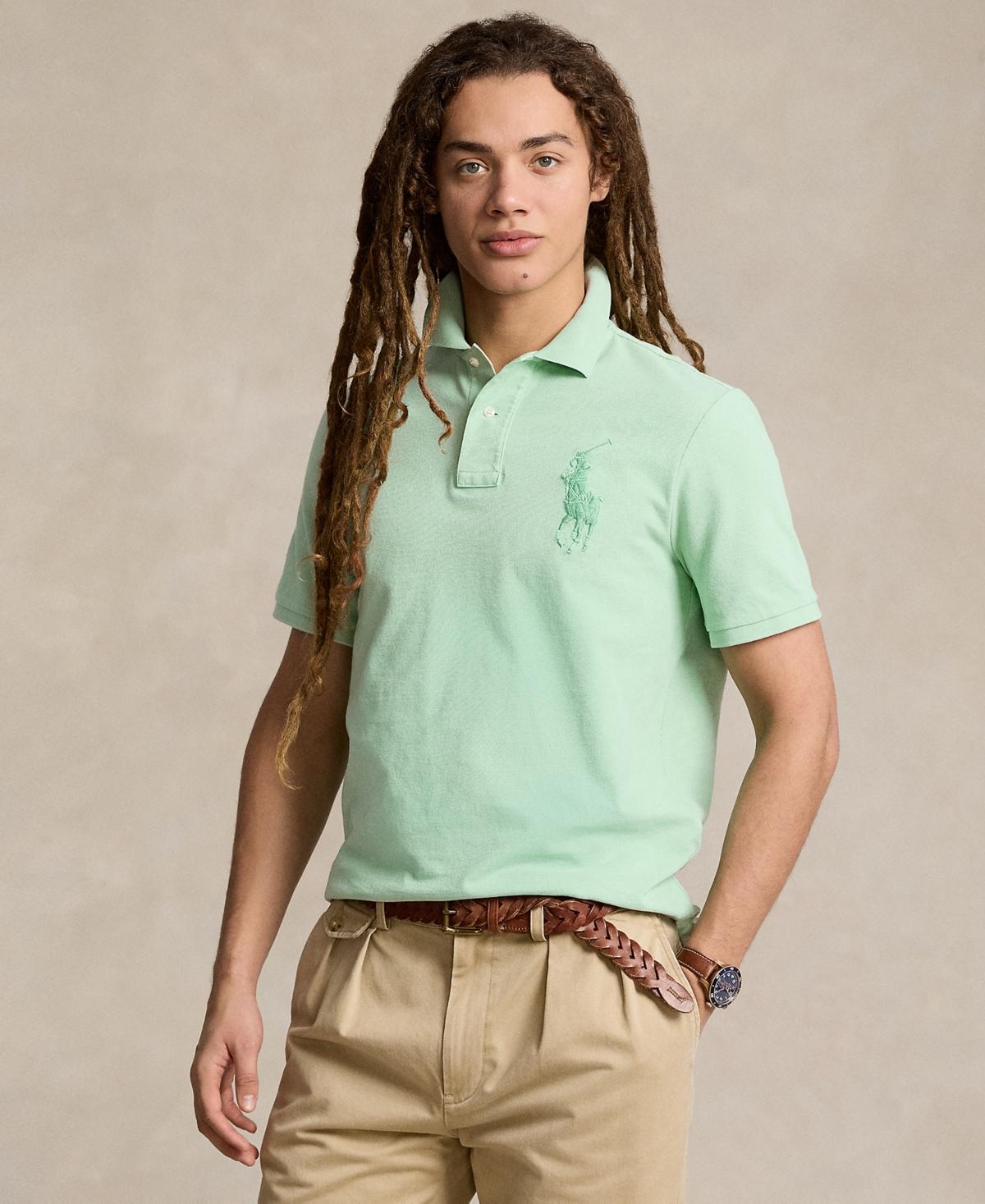 Polo Ralph Lauren Custom Slim Fit Big Pony Mesh Polo Shirt (Clubhouse Cream) Men's Clothing Product Image