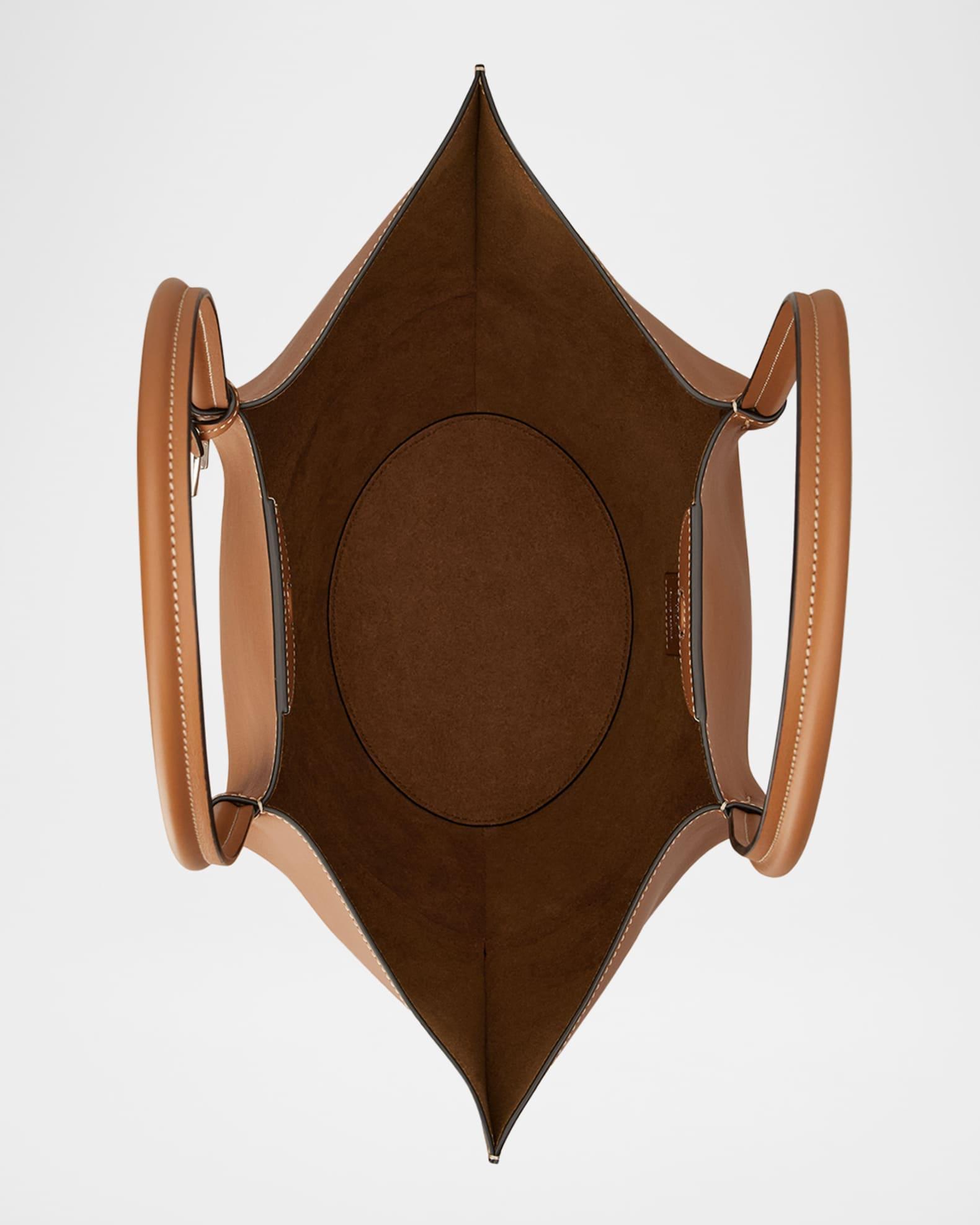 Bux Medium Leather & Woven Leaf Shopping Tote Bag Product Image