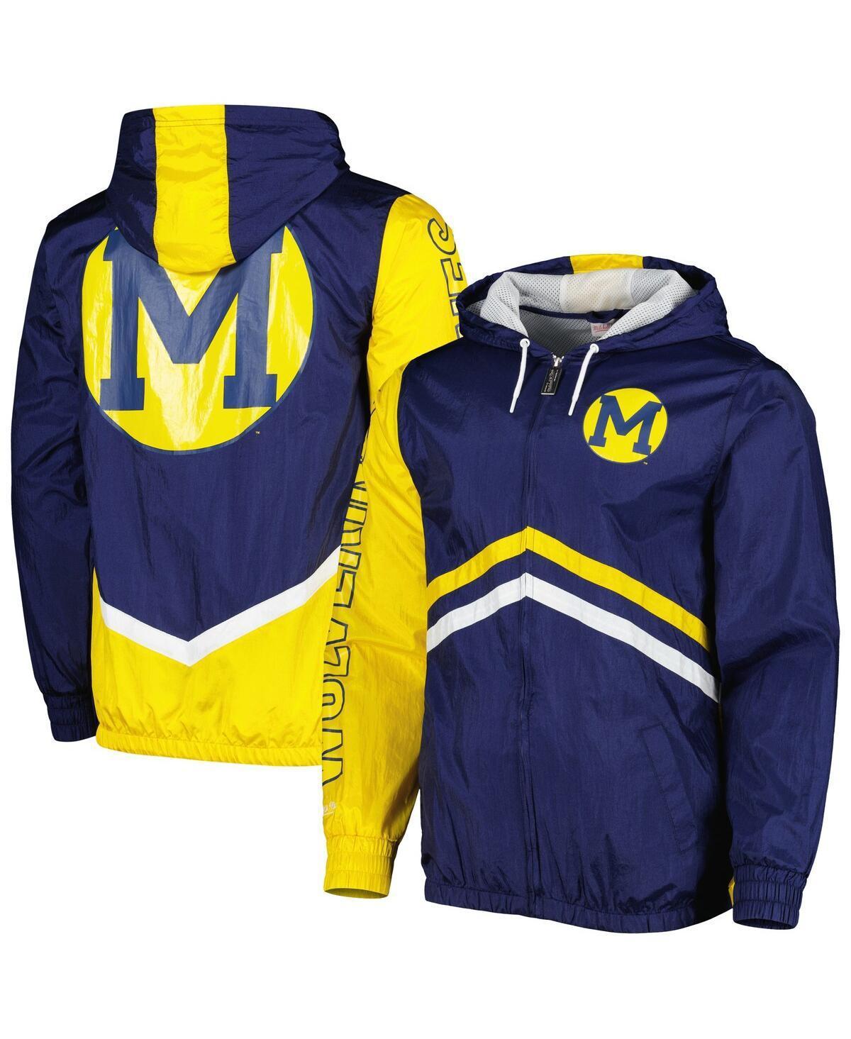Men's Mitchell & Ness Navy Michigan Wolverines Undeniable Full-Zip Windbreaker Jacket, Size: XL, Blue Product Image